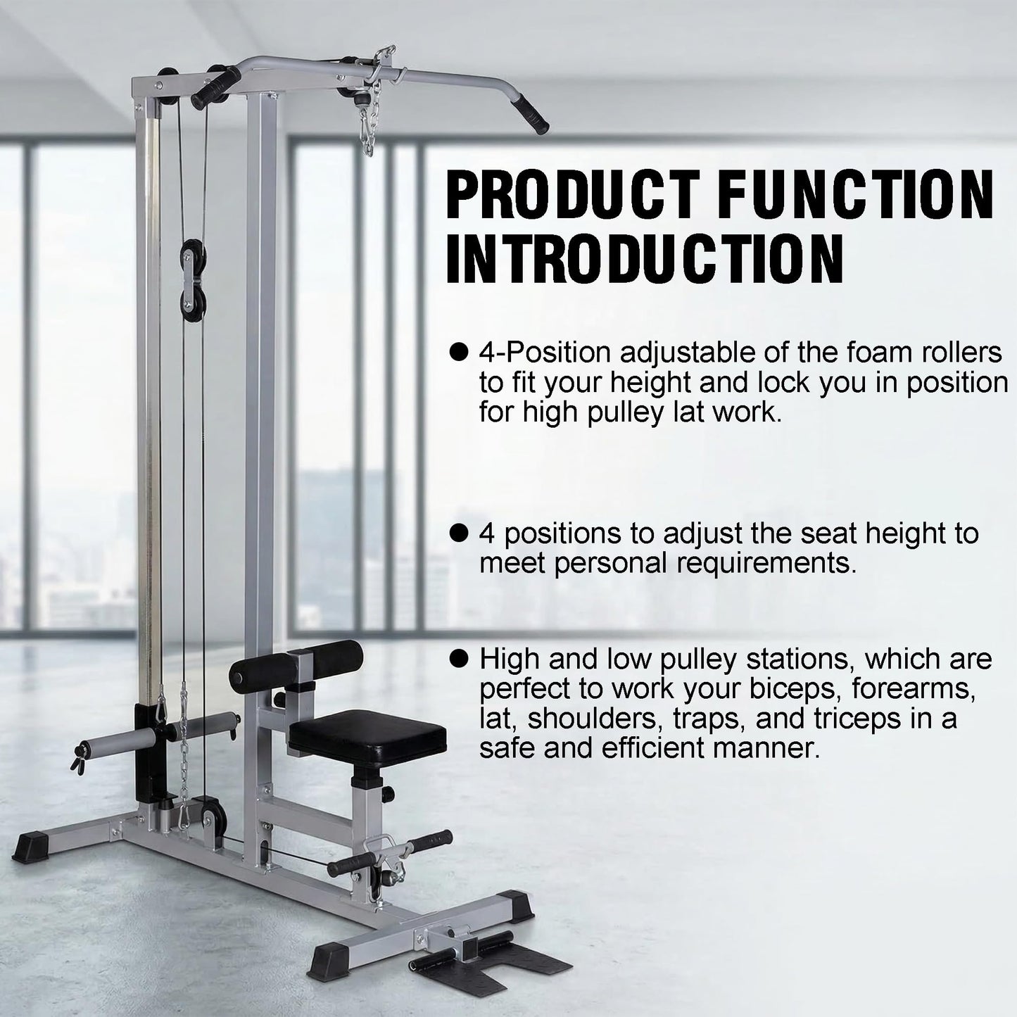GDLF LAT Pull Down Machine Low Row Cable Fitness Exercise Body Workout Strength Training Bar Machine