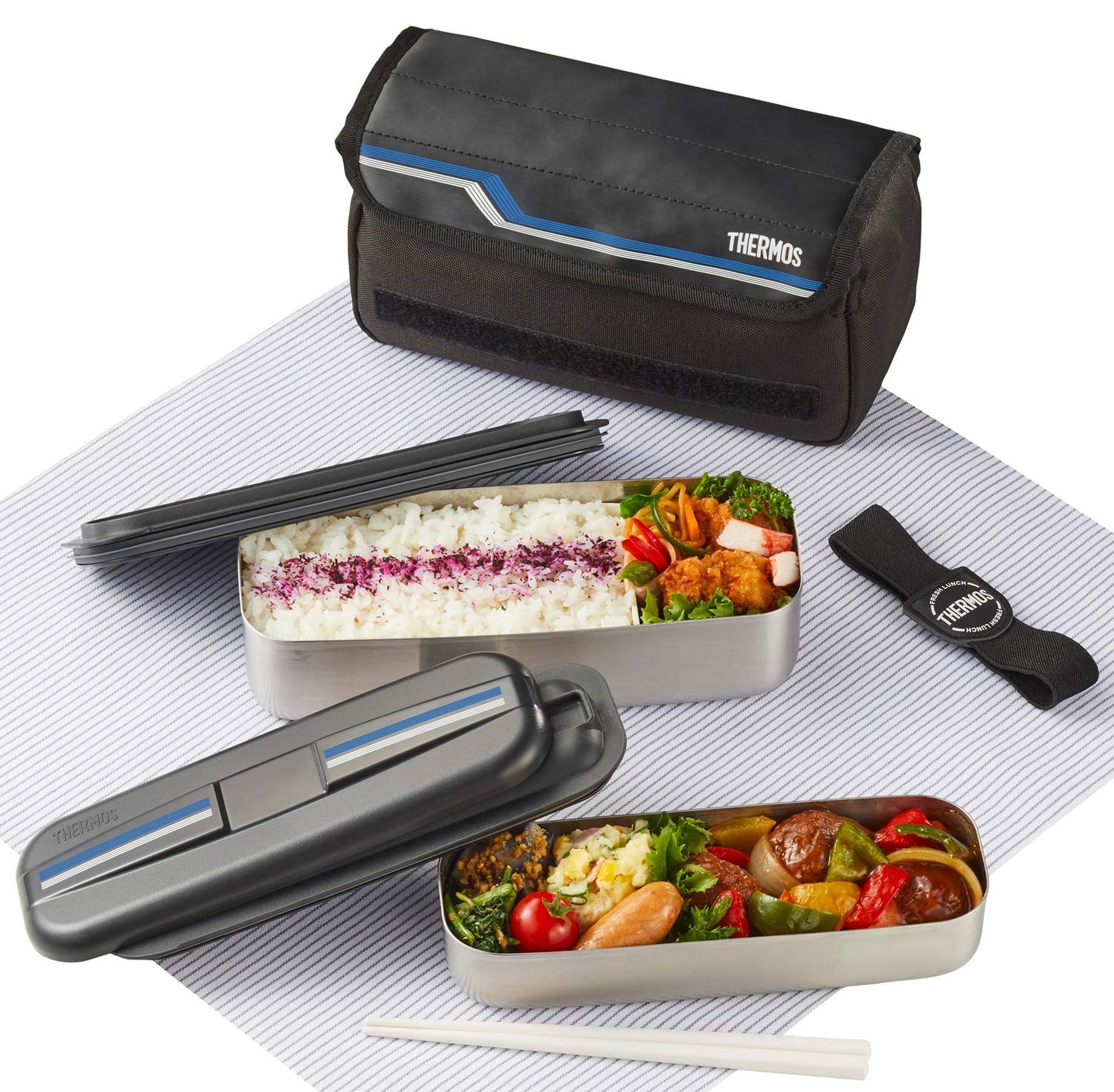 Thermos DSD-1104W L-BK Fresh Lunch Box, 3.4 fl oz (1,100 ml), Line Black