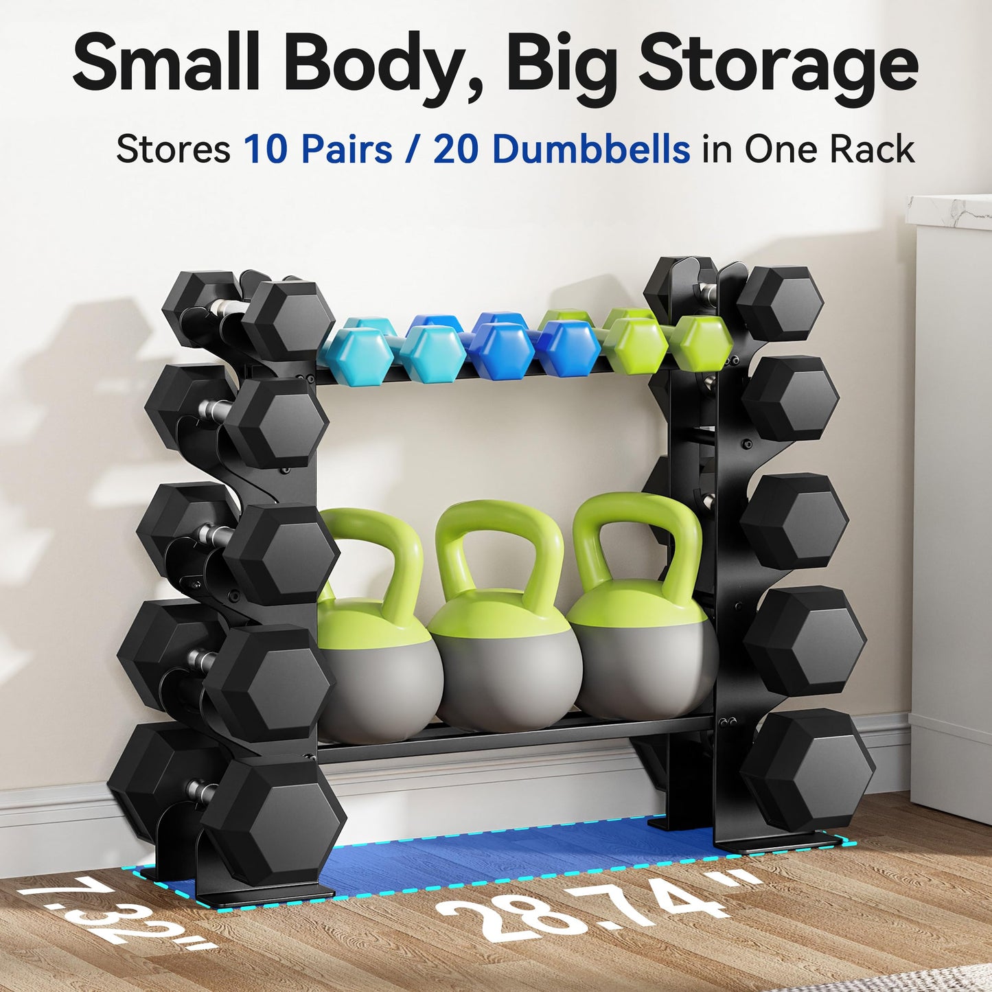 5-Tier Dumbbell Rack Stand for Home Gym: Rack Only Holder for Dumbbells, Free Weights, 500LB Capacity Heavy-Duty Compact Storage Organizer