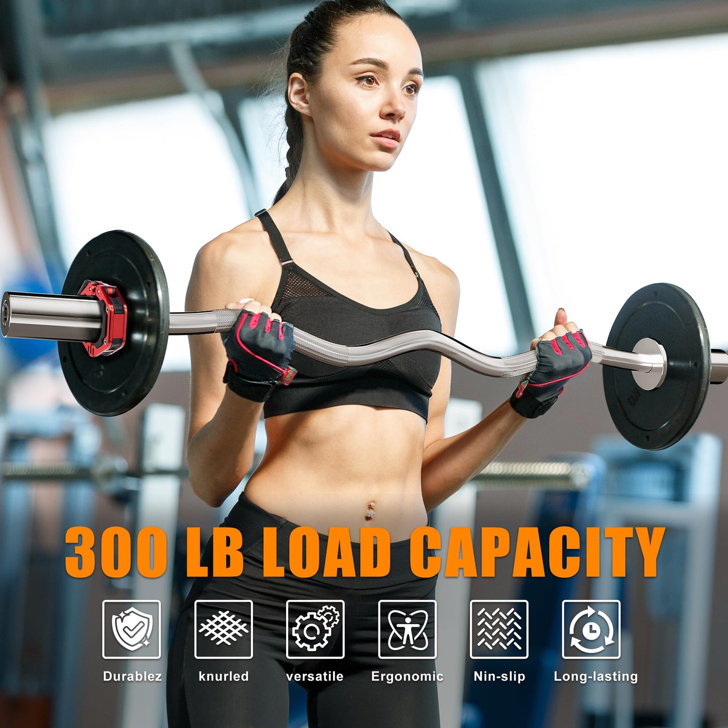 Holleyweb Olympic Barbell 4ft/5ft/7ft Curl Weight Bar,330 lbs/700lbs/1000lbs/1500lbs Capacity for Home Gym Professional Exercise Fitness,Weightlifting,Power Lifting and Strength Training, 47 inches