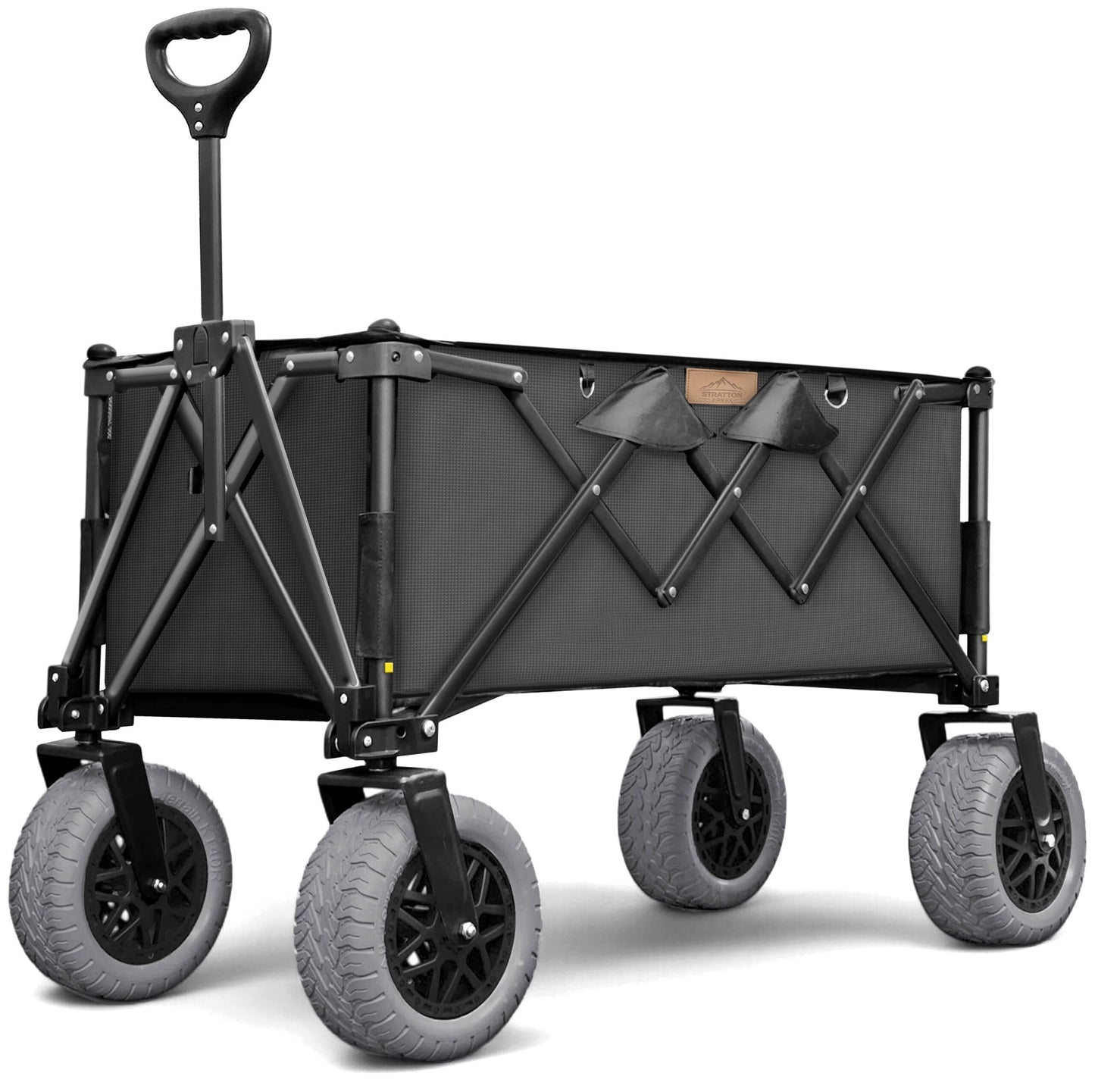 All-Terrain Beach Wagon with Big Wheels for Sand - Extra Large Utility Cart with 9" Off-Road Tires, Heavy Duty 300lb Capacity [Outlander-XL by Stratton Forge] Black