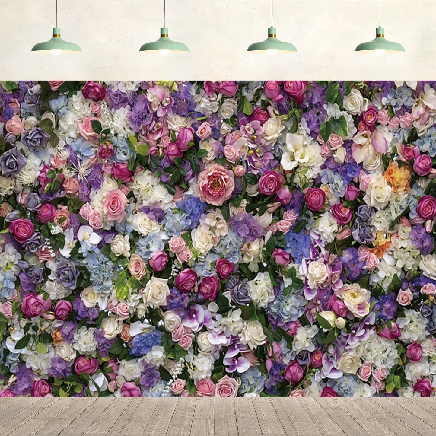 RiePoiia 7x5ft Colorful Flowers Wall Backdrop Spring Blooming Flowers Oil Painting Background Wedding Bridal Birthday