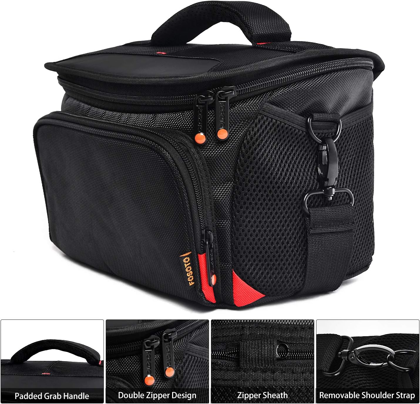 FOSOTO T5i T6 T7i 5D 6D, D3400 D5600 D7200 D750 D610, A99 Shockproof DSLR Camera Shoulder Bag Case Compatible for Canon