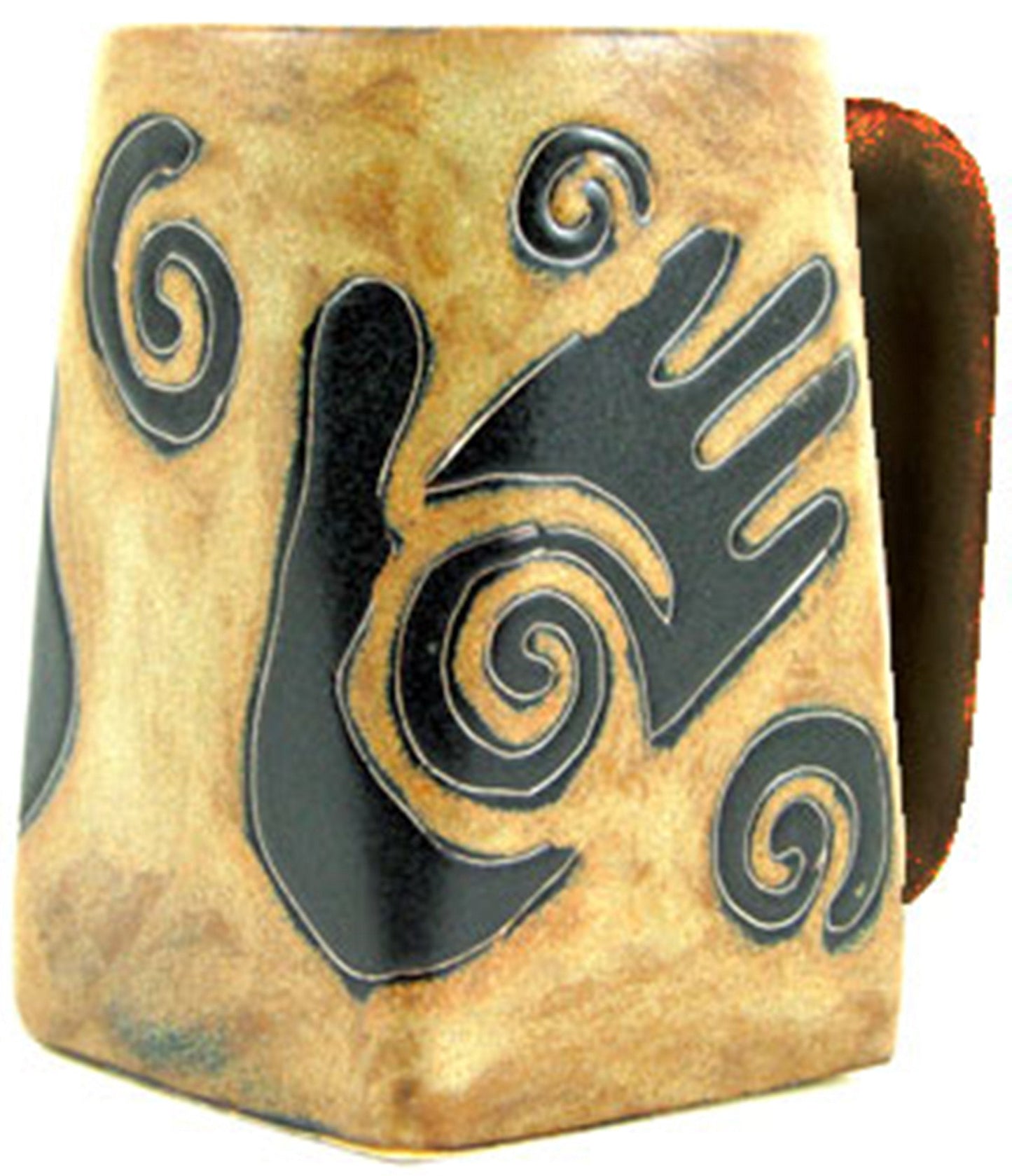 One (1) MARA STONEWARE COLLECTION - 12 Ounce Coffee Cup Collectible Square Bottom Mug - Healing Hands Design
