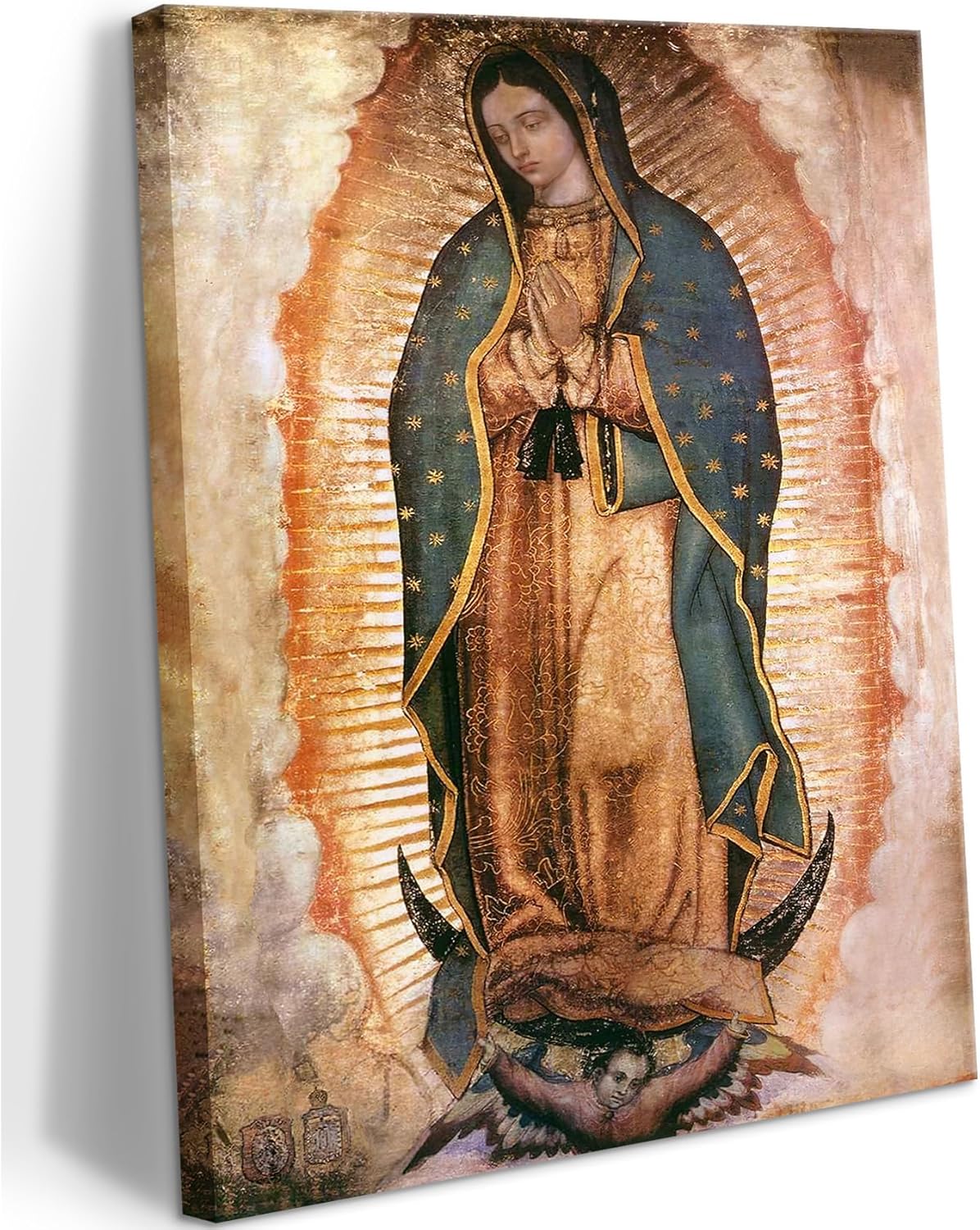 Our Lady of Guadalupe Wall Art | Framed Portrait Painting for Catholic Decor - 8x10 Canvas