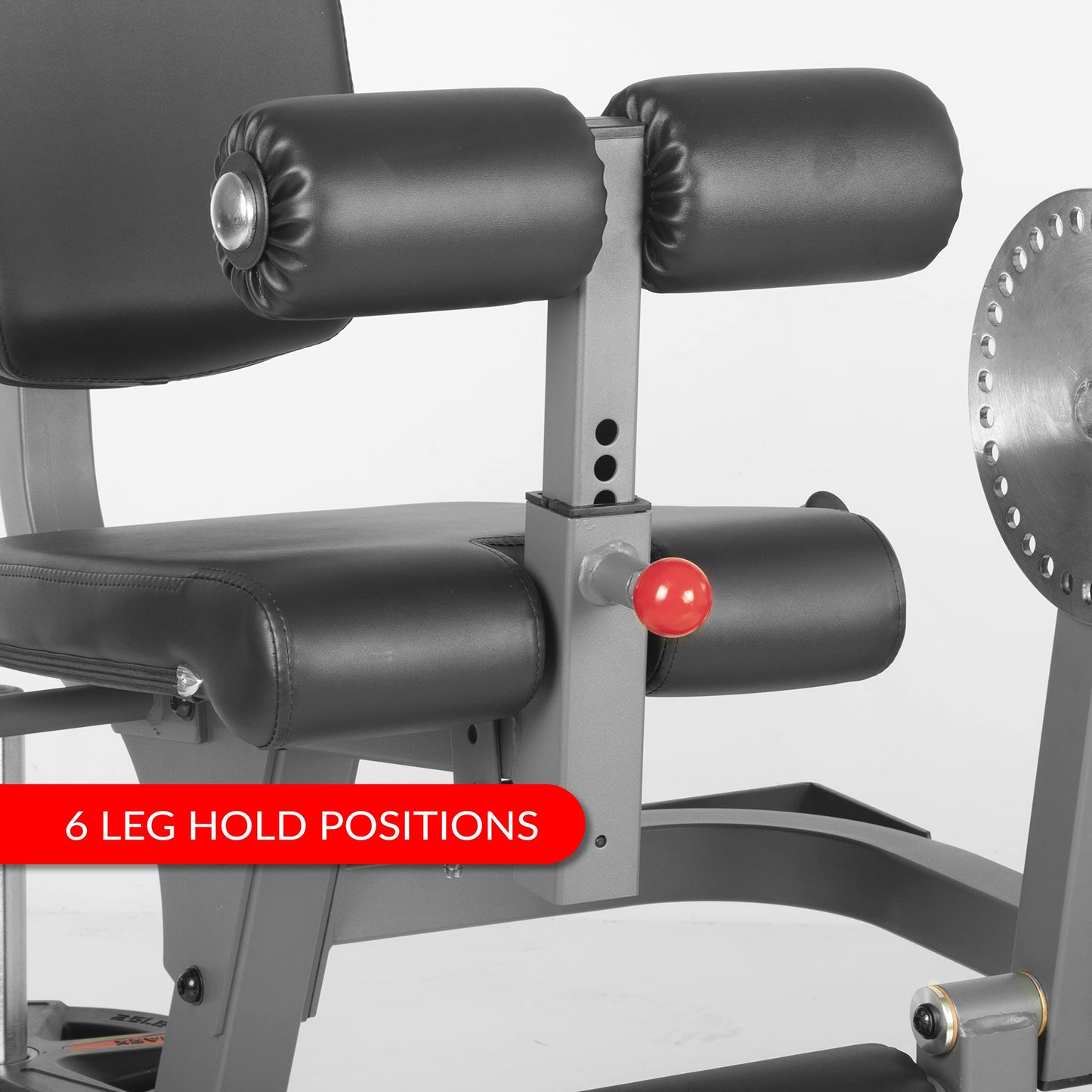 XMARK Heavy Duty Adjustable Rotary Leg Extension and Curl Machine Features A 12 Position Adjustable Thigh Pad and 20 Position Adjustable Press Arm