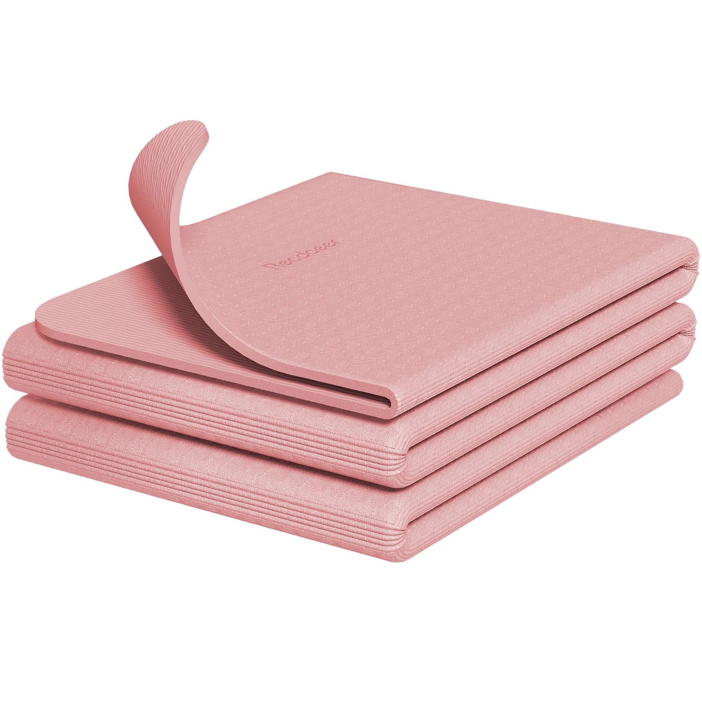 READAEER Foldable Yoga Mat for Travel Folding Yoga Mat 6mm Thick with Carrying Bag, Non-Slip TPE Exercise Pilates Mat for 72" L x 24" W x 0.24 Inch (Pink)