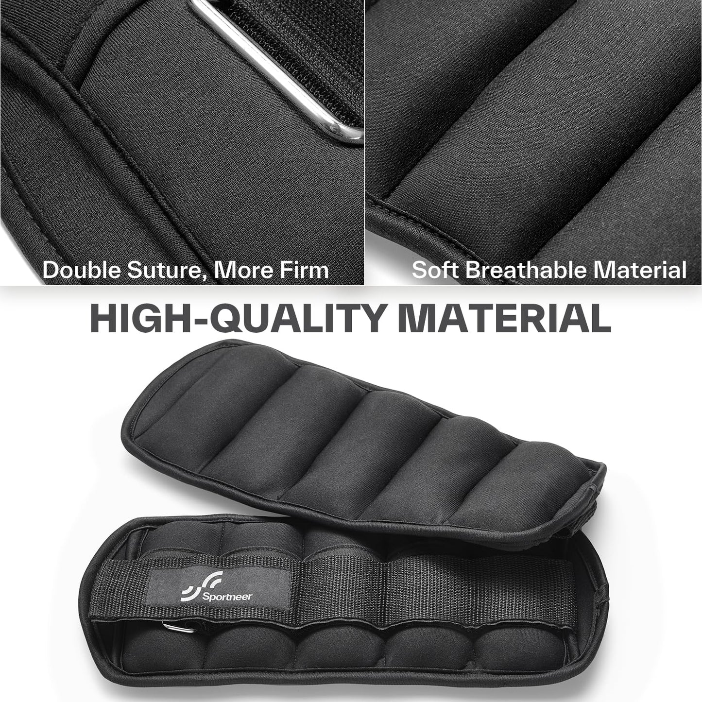 Sportneer Adjustable Ankle Wrist Weights for Men Women Kids, Adjustable Leg & Cuff Weight Straps for Fitness, Walking, Running, Aerobics, Yoga, Gym | 2 lbs for Each Ankle, 1 Pair total weight 4 lbs