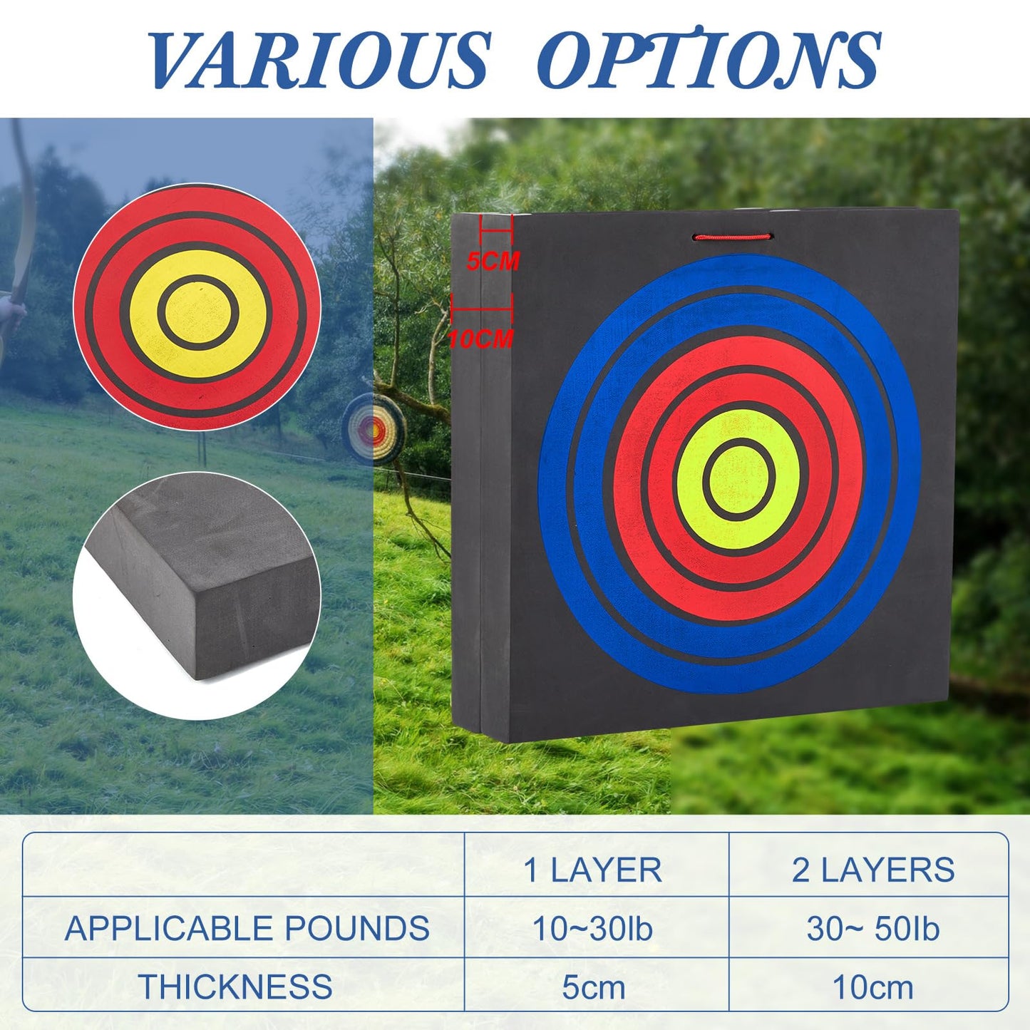 Sumind 2 Pack 20" Foam Archery Target Block High-Density EVA Foam Target for Backyard Archery & Knife Throwing Targets for Backyard Practice, Training, Outdoor Entertainment