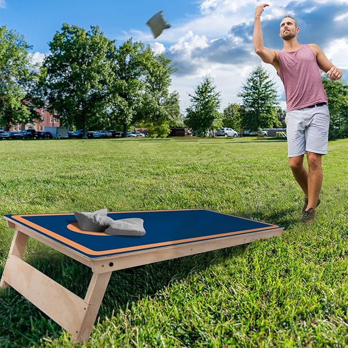 Cornhole Board Set - No Bounce,Regulation Size 4x2 ft,Made of 1/2" Pine Plywood,UV Printing Includes 8 Bean Bags and 2 Cornhole Boards,Perfect for Outdoor Games and Gatherings