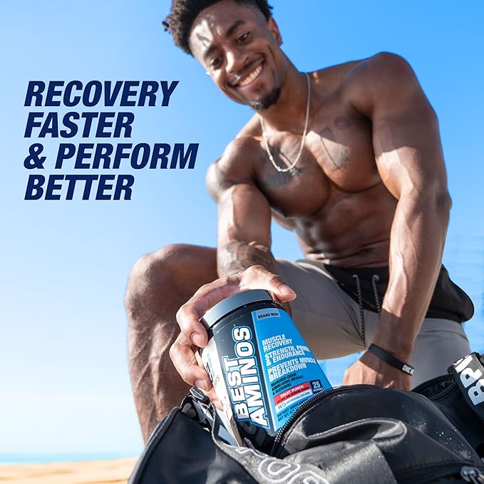 BPI Sports Best Aminos - BCAA Powder Post Workout & Glutamine Recovery Drink with Branched Chain Amino Acids for Hydration & Recovery, for Men & Women - Fruit Punch - 25 Servings (Pack of 5)