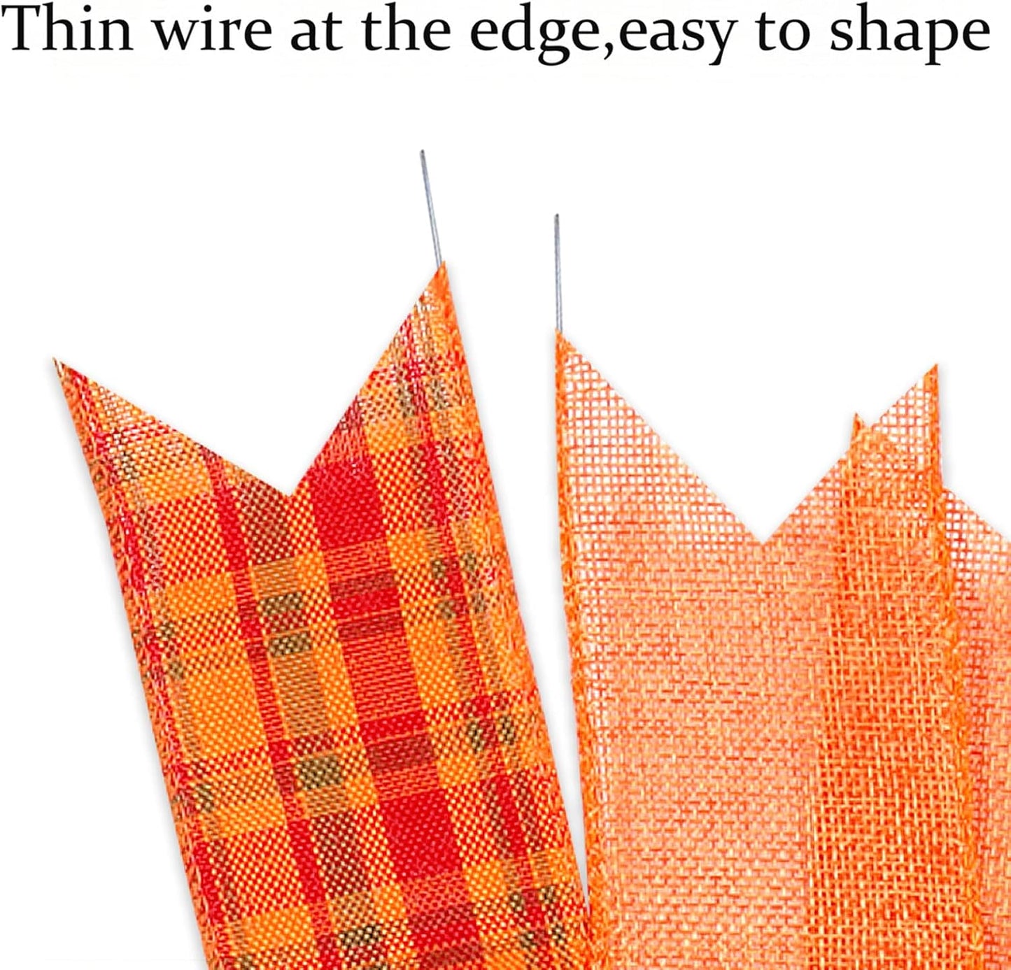 Skiennix Fall Bows - 2 Pack Halloween & Thanksgiving Wreath Decorations | Orange Buffalo Plaid
