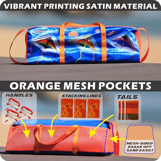 ORGCLDKT-Rainbow Cruiser Delta Kite, Kites for Kids Ages 8-12,4-8,Boys,Girls,Kites for Adults,Beach,Beginners,Giant.1Pc or 3Pcs Pack. Easy to Fly.