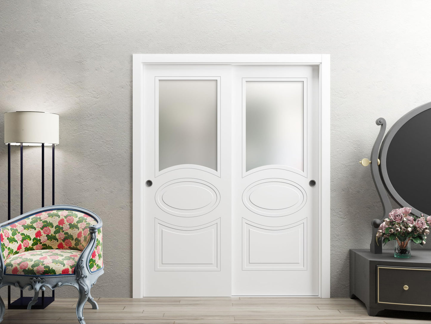 VDOMDOORS Slab Door Panel Opaque Glass 28 x 80 inches/Mela 7012 Matte White/Modern Finished Doors/Pocket Closet Sliding Barn