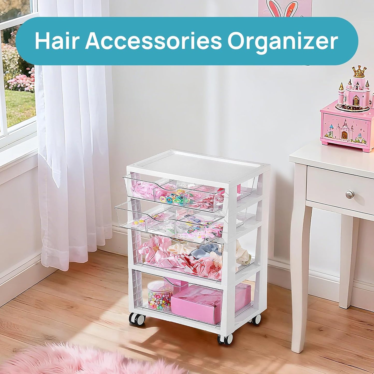 Vtopmart 4-Tier Rolling Drawer Cart - Versatile Storage Organizer for Home, Office & Crafts