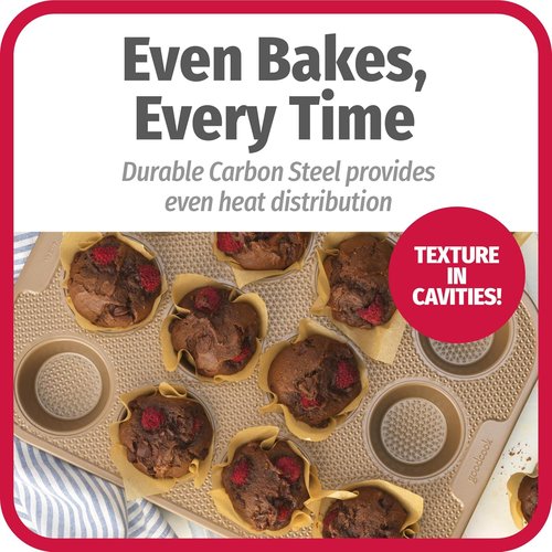 GoodCook BestBake Nonstick Muffin Pan - Textured Carbon Steel, 12-Cup, Bronze Finish