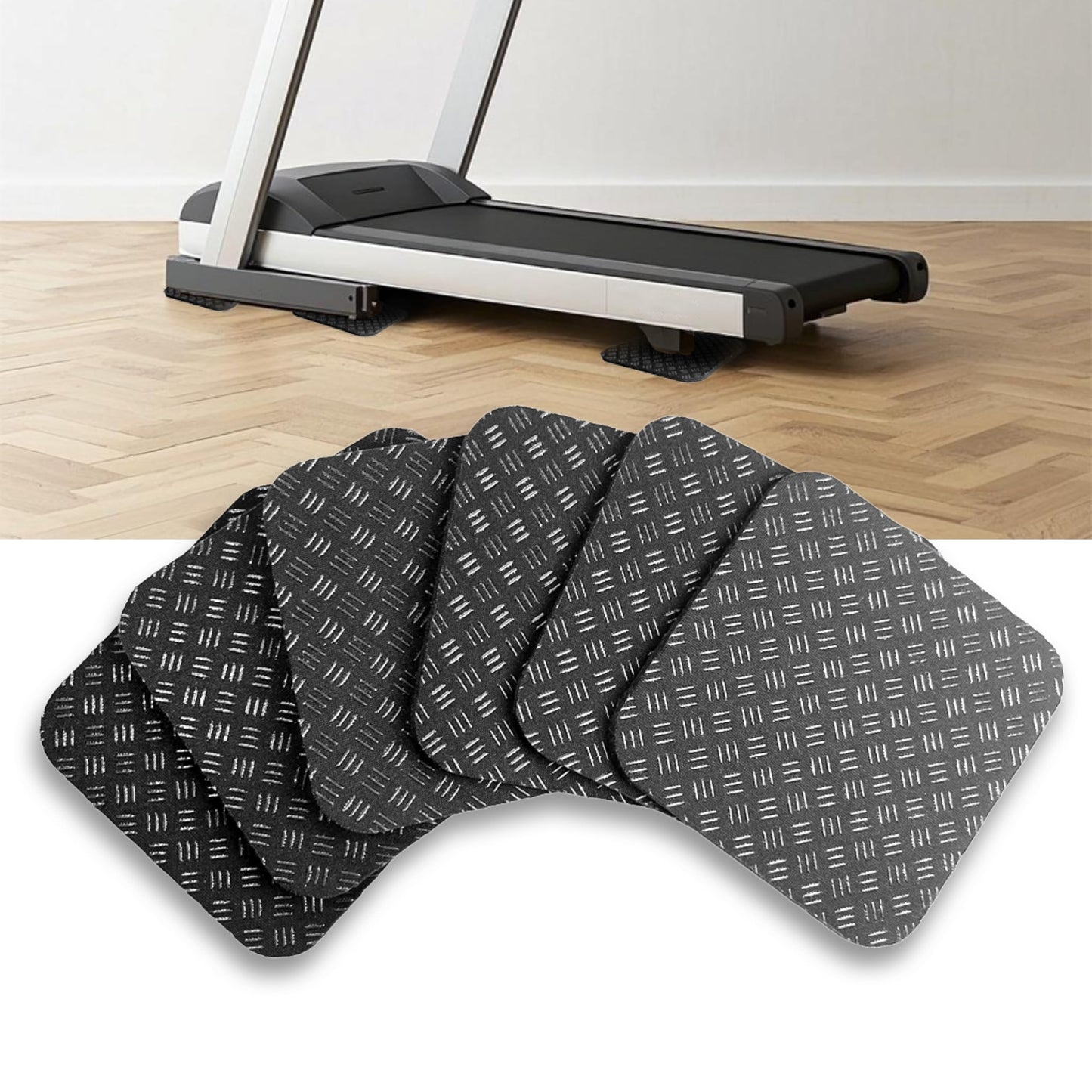Non-Slip Walking Pad Mat, Treadmill Mat Pad for Carpet Hardwood Floors, Anti Vibration Exercise Equipment Mat for Under Treadmill & Exercise Bike Rowing Machine (6, Square, 4 x 4 x 0.2 inch)