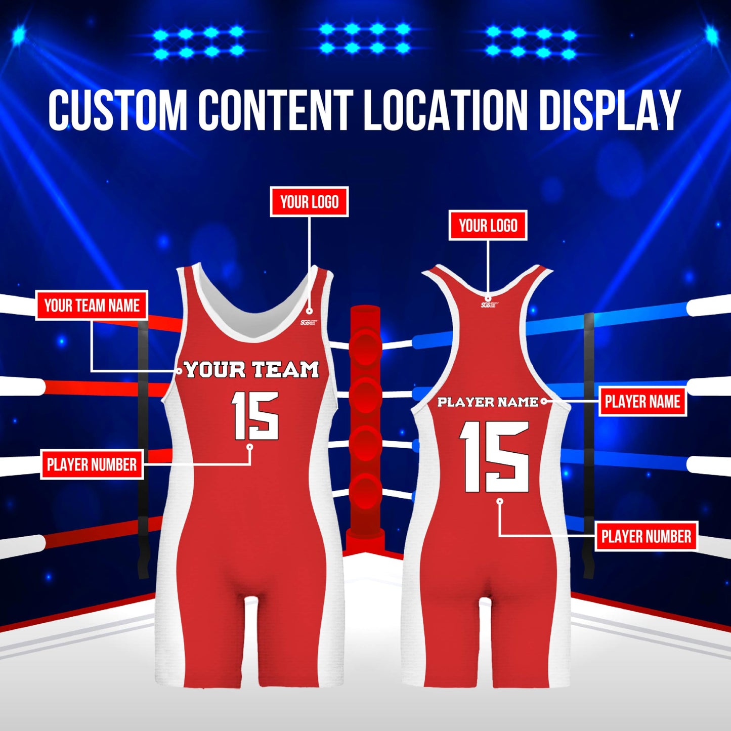 SGS Sports Gear Custom Wrestling Singlets, Personalized Standard Design with Name & Number, Wrestling Singlets for Men, Women, Youth & Kids, Black - Yellow