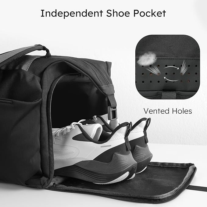 Gym Bag for Men with Shoes Compartment and Wet Pocket Convertible Duffle Bag and Gym Backpack Waterproof Sports Bag with 2 Bottle Holders Weekender Overnight Bag - Black&Grey