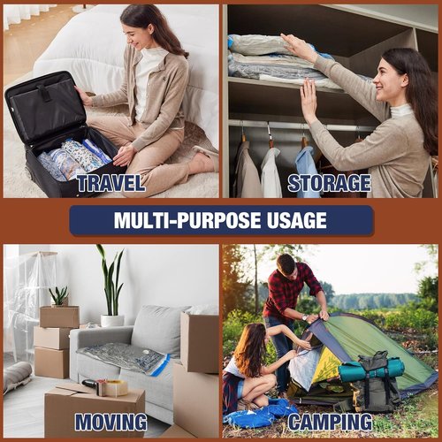 HIBAG Jumbo Vacuum Storage Bags - 12 Space-Saving Bags for Clothing, Comforters & Bedding