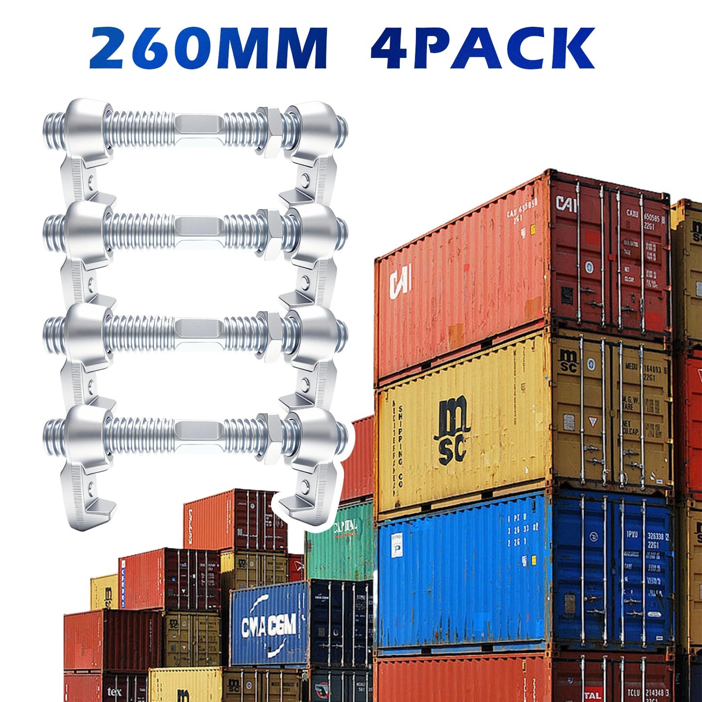 LAJIAOZ SEA RAIL Shipping Container Bridge Fittings Clamp 260mm–Heavy Duty Twist Lock Connector, Shipping Container Accessories for Securing Containers Side-by-Side on Barge or Ground, 3.7 Ton WLL(4P)