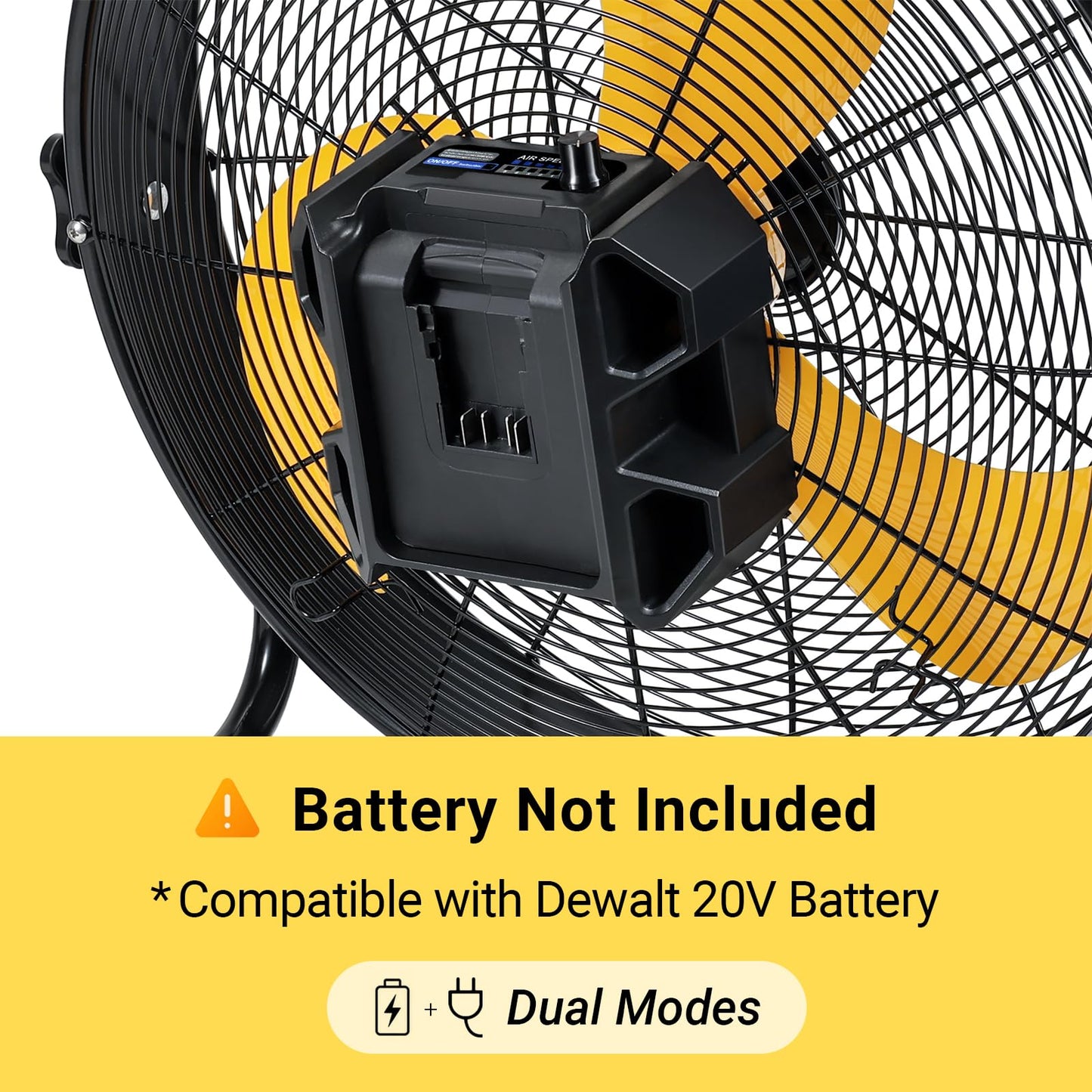 18" High Velocity Brushless Floor Fan Compatible with Dewalt 20V Max Battery(Tool Only), 2500 CFM Cordless Heavy Duty Metal Fan, 5 Speeds Portable Industrial Shop Fan for Home, Garage, Attic, Camping