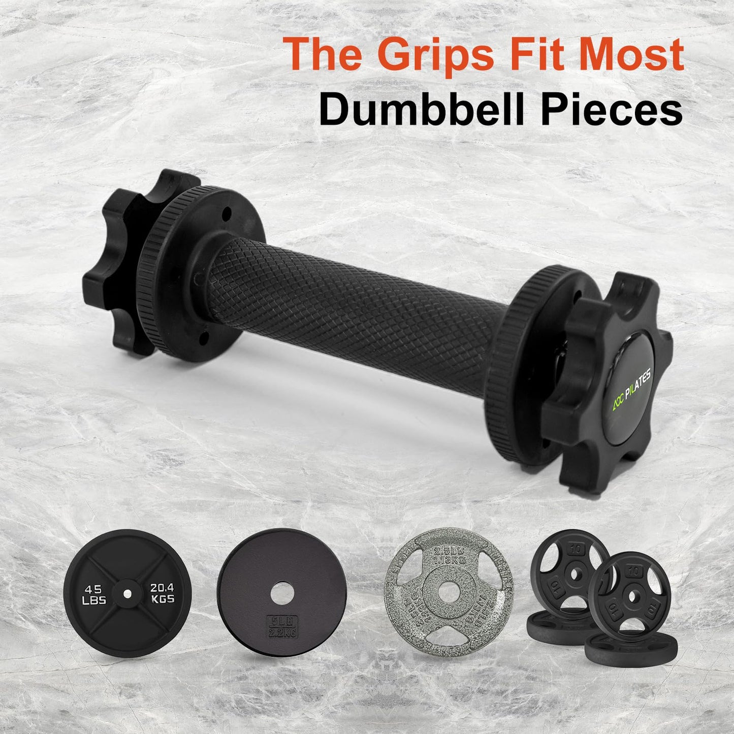 AOC PILATES Dumbbell Handles Pair Universal Handle, Adjustable Dumbbell Bar Fit 1" Plates, Standard Weight Plates with 1" Diameter, Portable Balance Quick Adjustable Weight for Workouts Home Gym