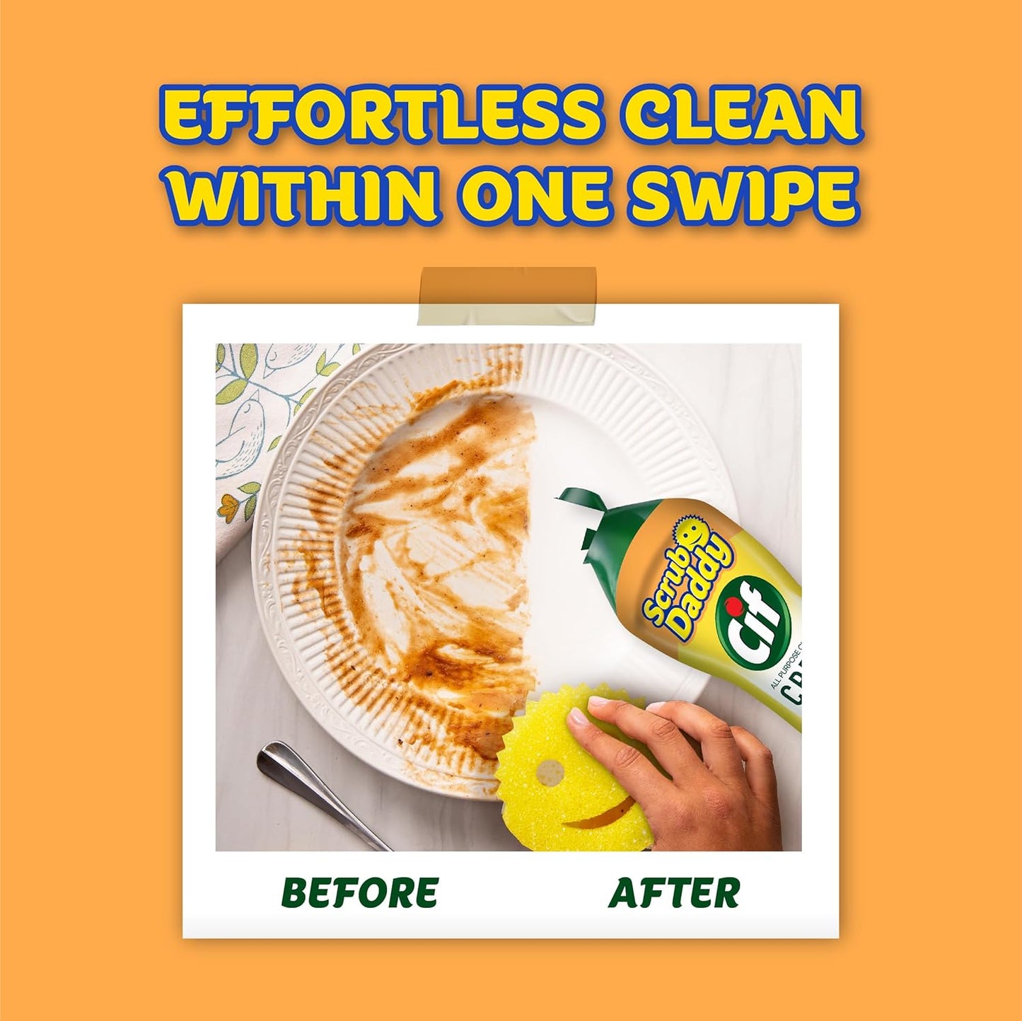 Scrub Daddy Scrub Mommy | Scratch-Free Dual-Sided Kitchen & Bathroom Scrubber + Cif All-Purpose Cleaner - Complete Cleaning Supplies Kit