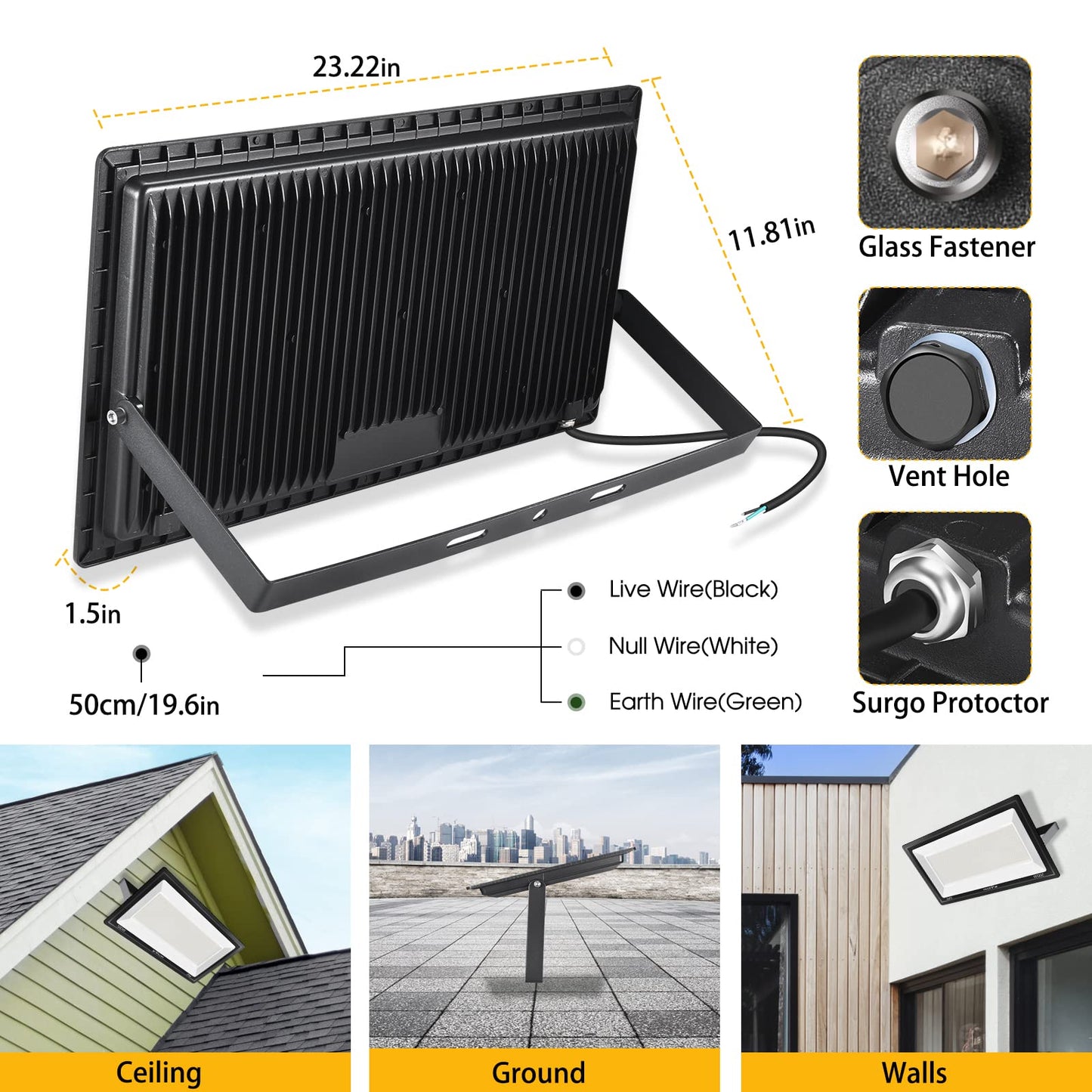 600W 2pack LED Stadium Flood Lights ,(3050W Equivalent)67500LM Super Bright LED Arena Outdoor Lights,100-277V IP66 Waterproof 5000K Daylight White Commercial Lighting for Sports Fields and Counts