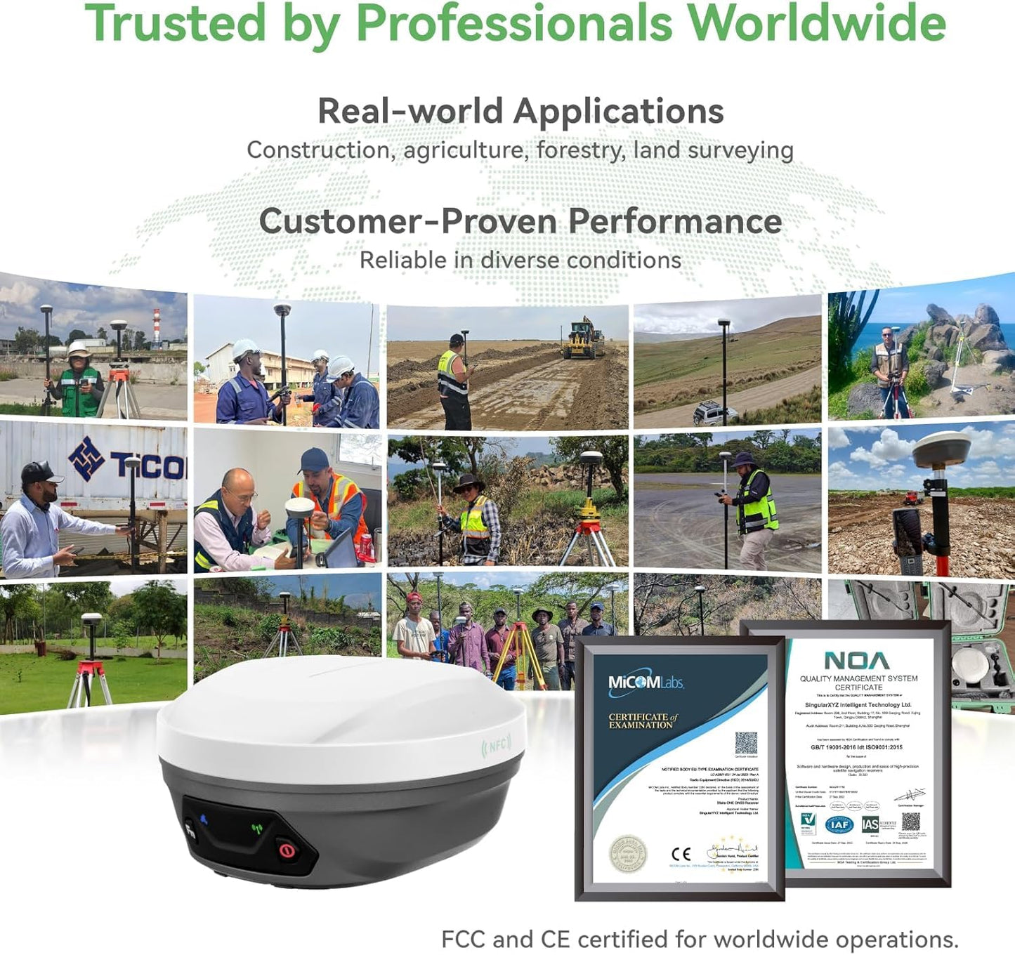 E1 Lite RTK Base Station, High Accuracy GNSS GPS Receiver for Surveying, Drone Mapping & RTK Rover, FCC Certified, Compatible with Third-Party GNSS RTK Receivers (Exclude Tripod)