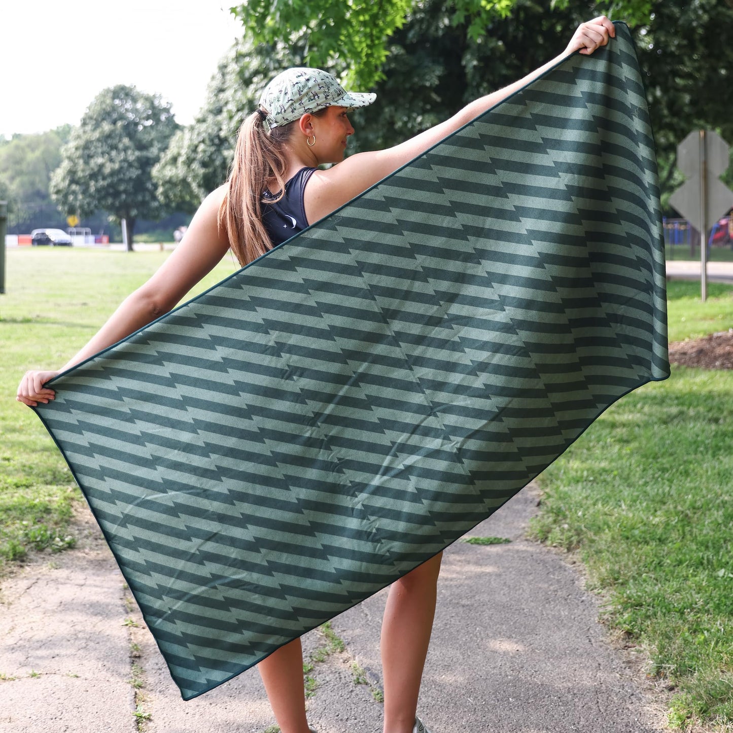 Sprints Athletic Running Towel, Full-Sized, Car Seat Cover - Performance Microfiber (Velocity Blitz Green)