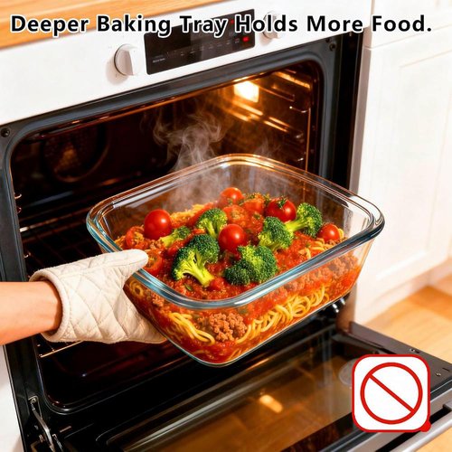 Glass Baking Dish - 2.75Qt Square 9x9 Pan With Lid & Non-Slip Mitts | Durable Oven Safe Design