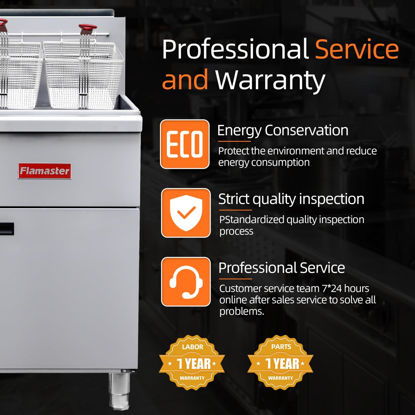 CHUMART Commercial Gas Floor Fryer with 2 Baskets, 90000 BTU Propane Gas Fryer - Only Commercial Use, Precision Temp Control, Stainless Steel Deep Fryer for Restaurants, Fast Food, Food Trucks