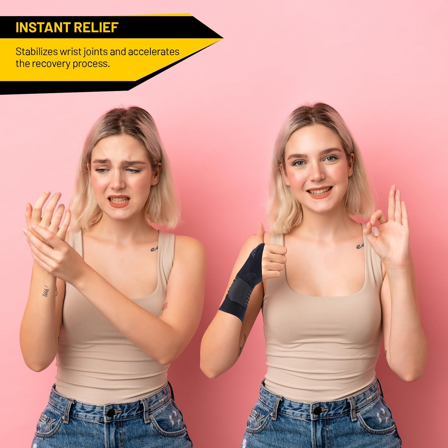 invera Adjustable Wrist Support Brace, Compression Sleeve, Unisex Wrist Protection Sleeve with Straps for Sprain, Carpal Tunnel, Arthritis, and Tendonitis (Large, 1, Unit)
