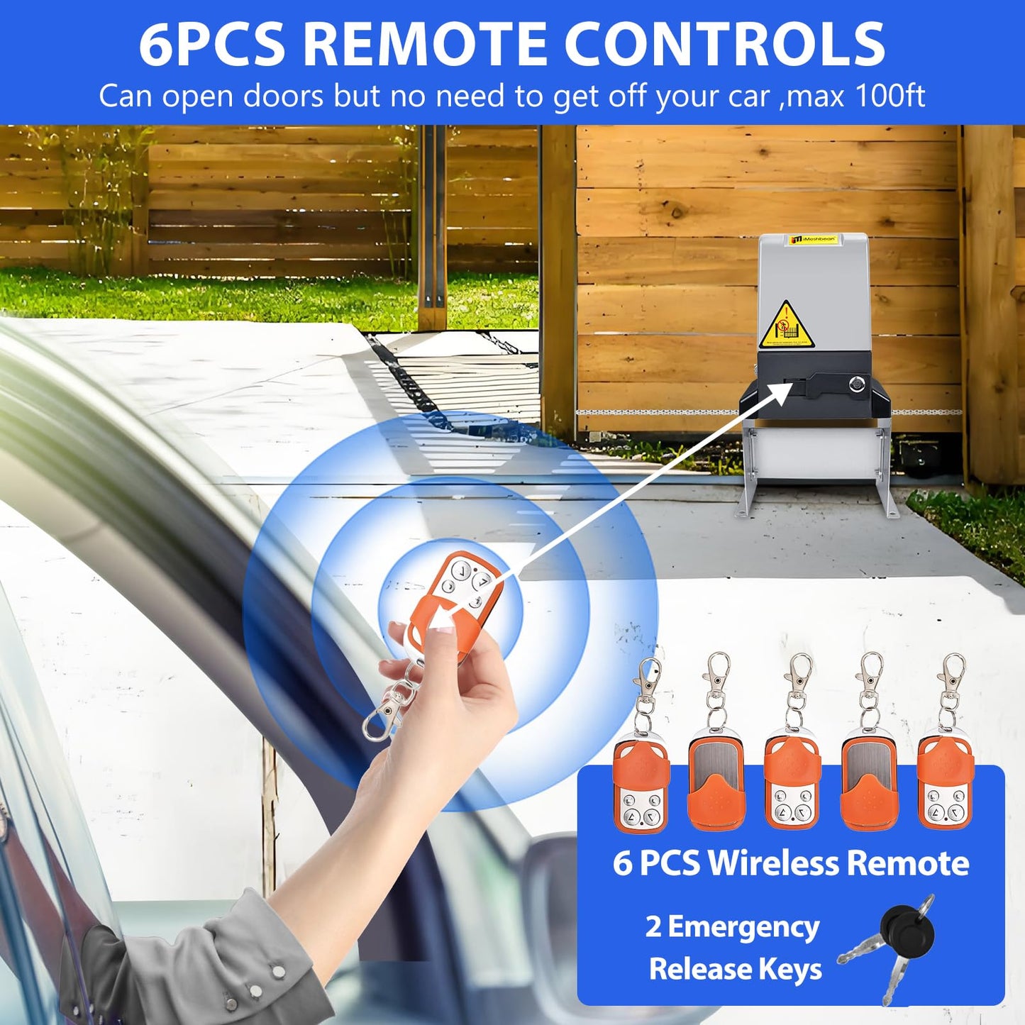 3300LBS Automatic Sliding Gate Opener with 6 Remote Controls,550W Electric Rolling Driveway Slide Gate Operator Hardware Security System Kit for Sliding Gate Up to 40 Feet (APP Control)