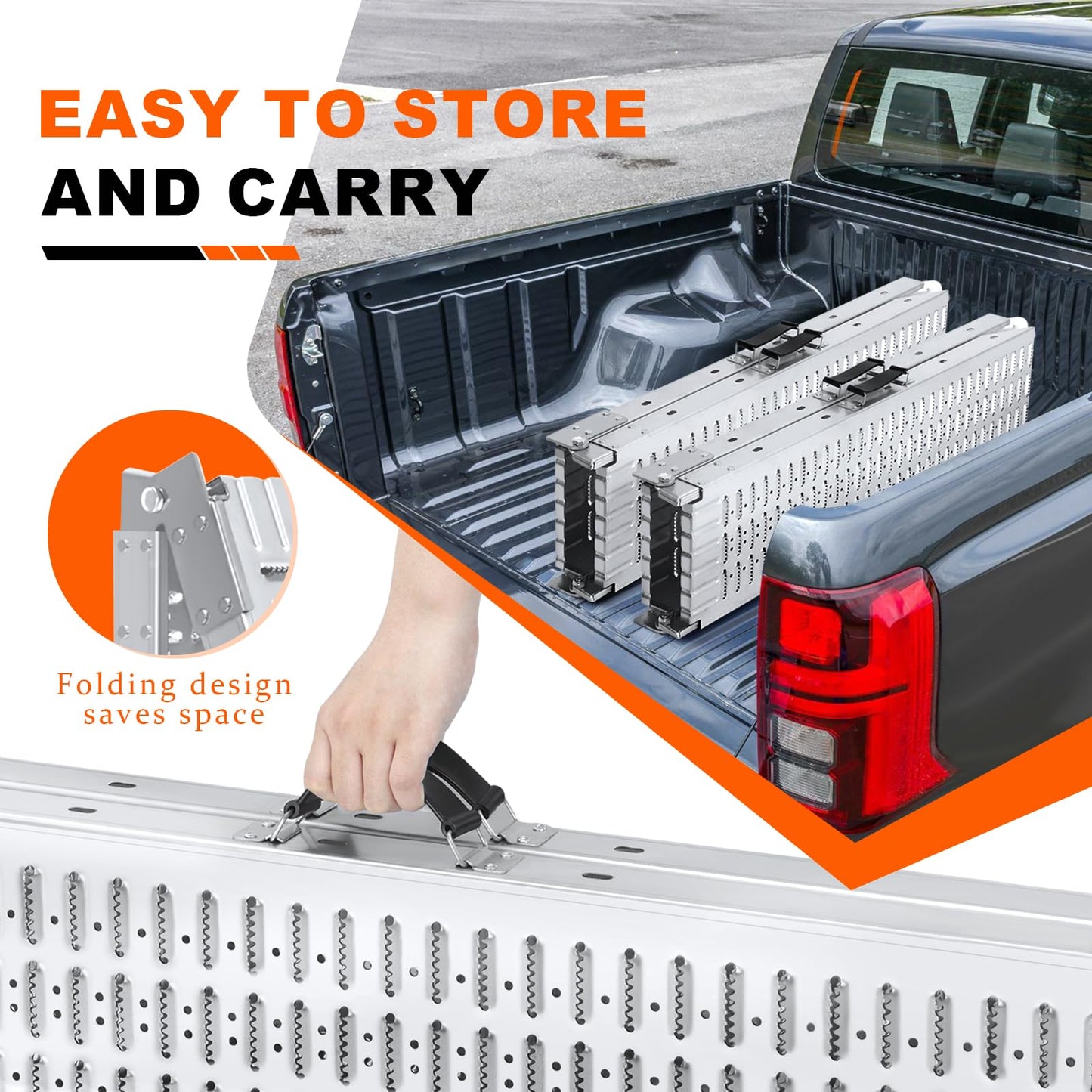 Arejonner 72.5" Heavy Duty Folding Loading Ramps, 1500lb Capacity, Ideal for Motorcycles, Lawn Mowers, ATVs, UTVs, and More – Pack of 2 with Safety Straps and Gloves