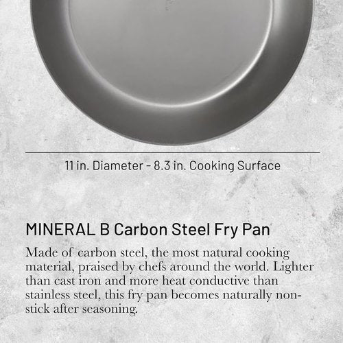 de Buyer MINERAL B Pro Carbon Steel Fry Pan - 11” Diameter, Naturally Non-Stick Finish | Perfect for Searing & Sautéing