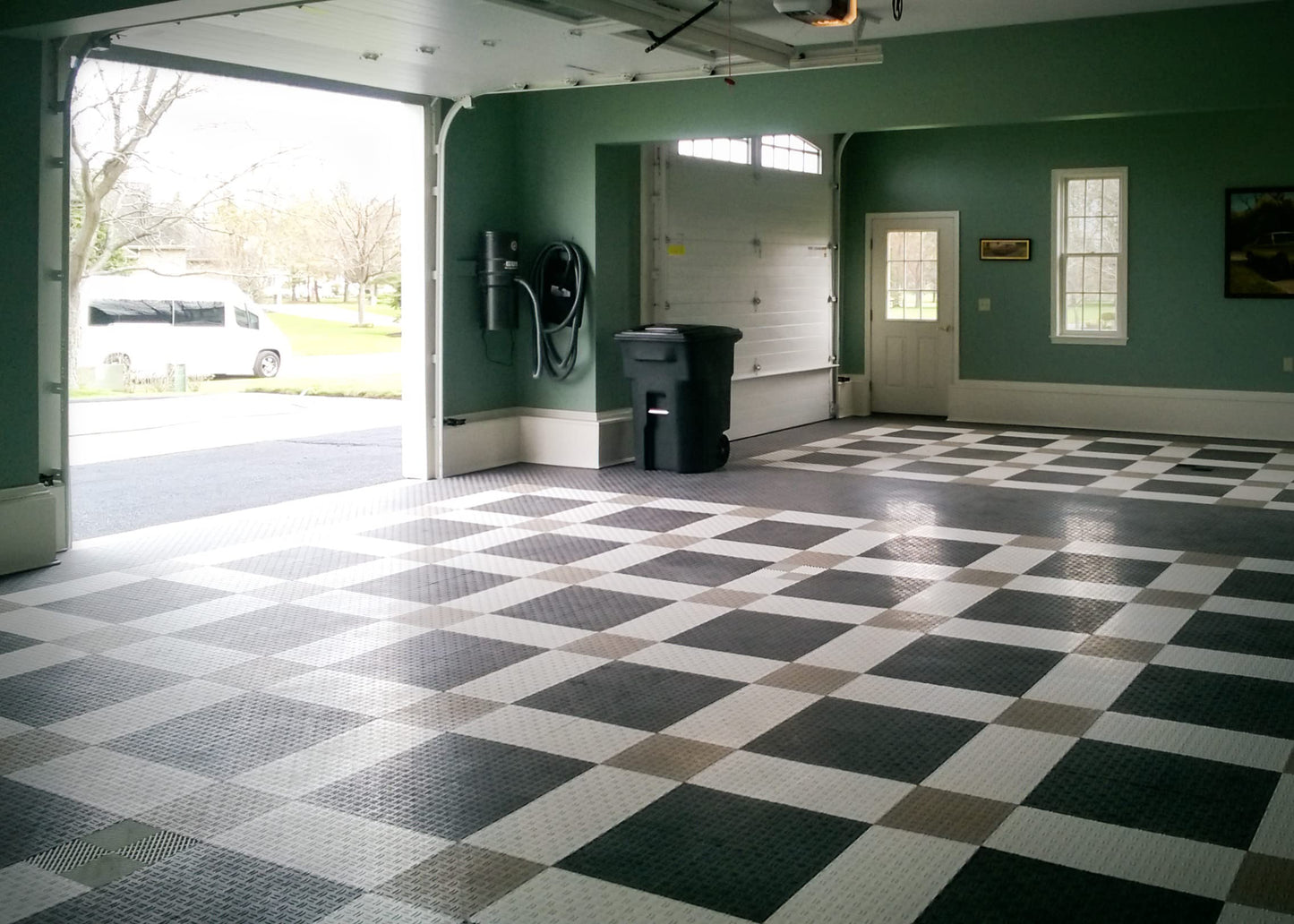Big Floors GarageTrac Garage Floor Tiles, Interlocking Garage Flooring, Diamond Pattern Non-Slip Heavy-Duty Copolymer Modular Tile, Easy Install (Beige, 24 Pack of 12 x 12" Tiles, 24 Sq Ft)