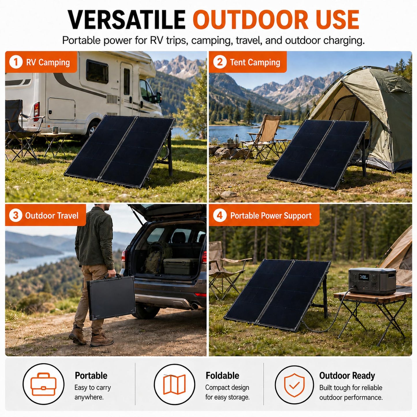 TOPRAY Solar 100W Portable Foldable Solar Panel Suitcase with 10A/12V MPPT Controller & 4-in-1 Adapter Cable, 25% High-Efficiency Solar Panel Charger for Portable Power Stations & 12V Batteries