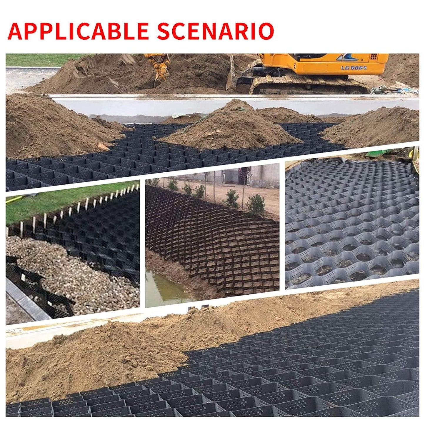 MYOYAY 4" Gravel Grid 9.8x16.4 ft Depth Geo Ground Grid 1885 lbs/sq ft Tensile Strength Geo Cell, Expandable Geogrid Stabilization System for Parking Lots, Slope Driveway, Garden, DIY