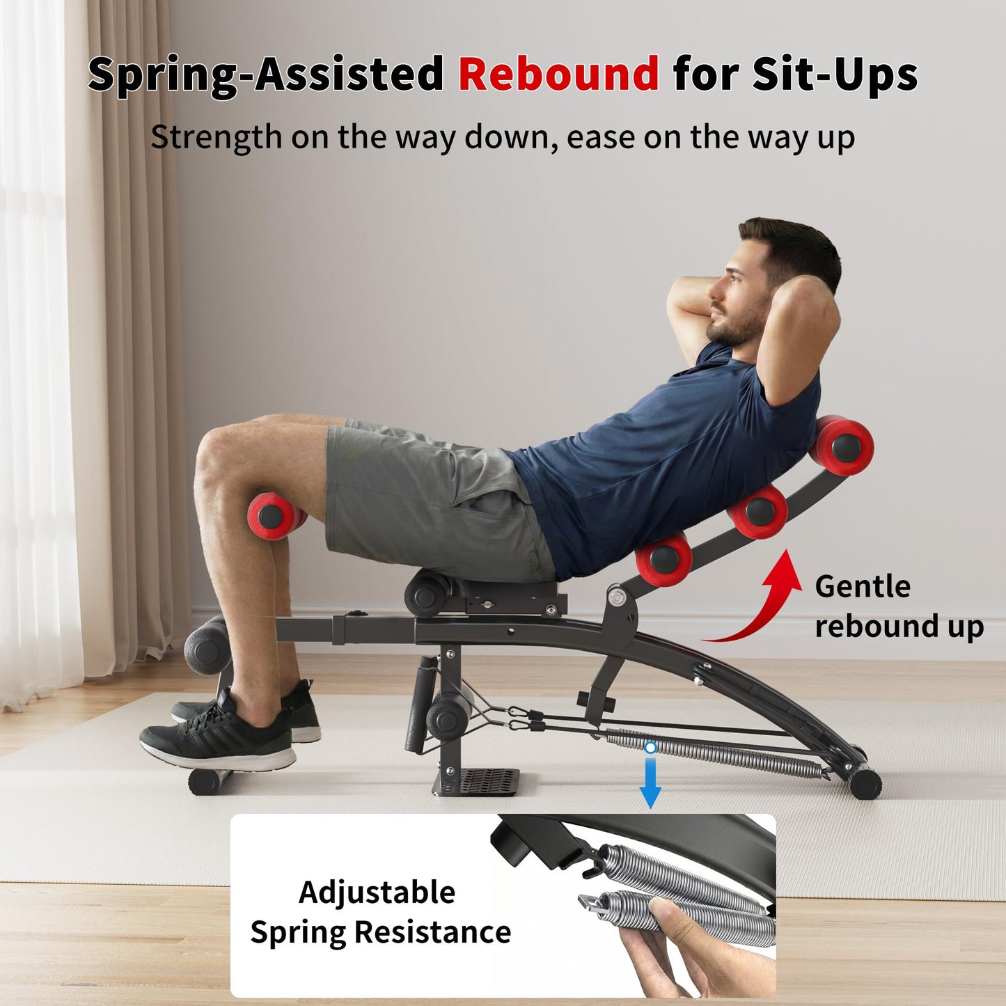 seanleecore Ab Machine with Squat machine, Multi-Functional Adjustable Ab Trainer, Ab Workout Bench for Home Gym, Sit Up Machine for Abdominal & Glutes, Exercise Chair for Full Body Workout
