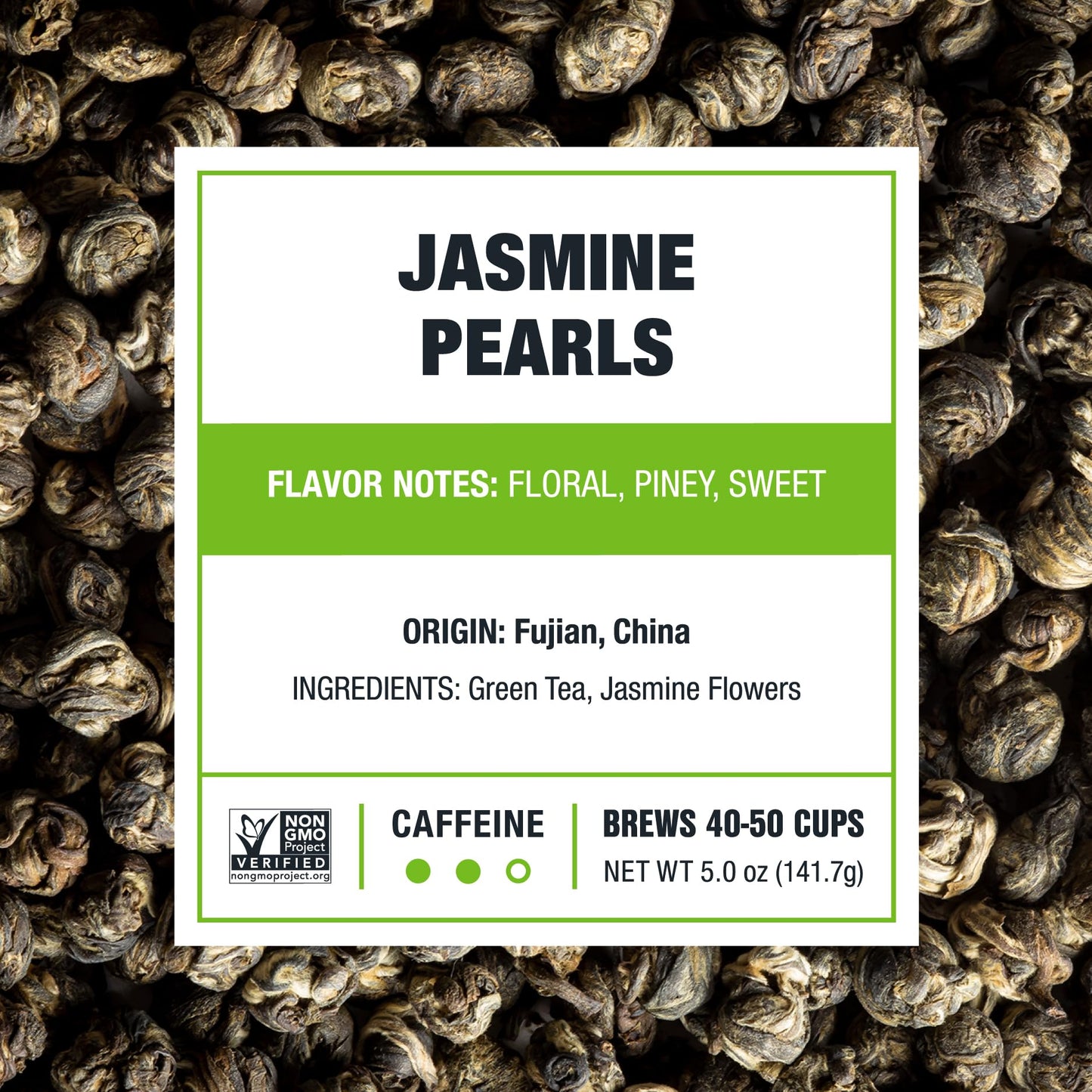 Tiesta Tea - Jasmine Pearls Green Tea, Loose Leaf, Single Origin Premium Jasmine from China, Medium Caffeinated, Makes Hot or Iced & Up to 50 Cups, 100% Pure Unblended, 5oz Refillable Tin