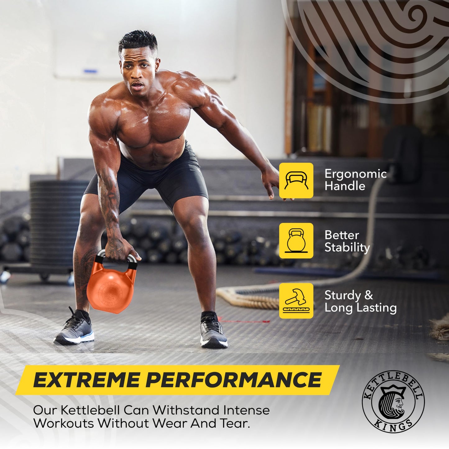Kettlebell Kings Competition Kettlebells Weight - 33mm handle - 30 KG - Hand weights Workout Gym Equipment and Strength training sets for Women and Men - Weights set for Home Gym - 4-32KG