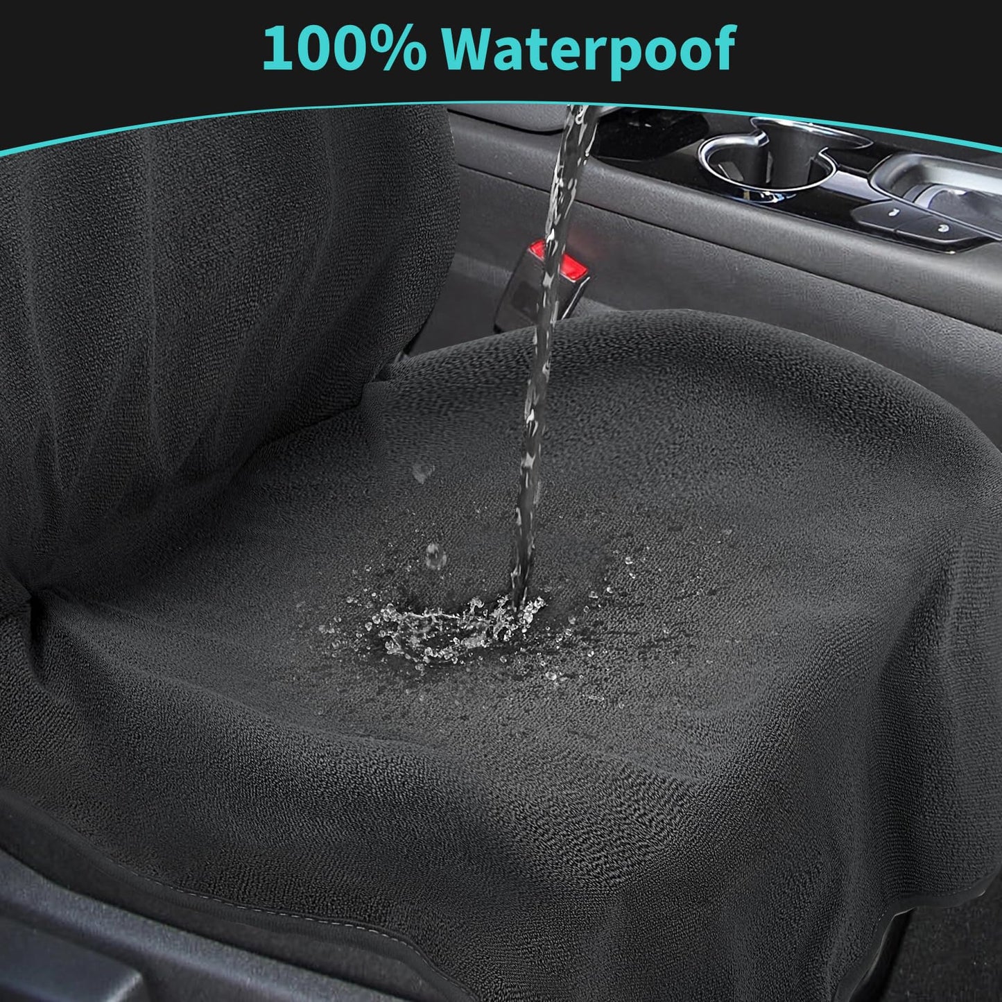 Movetility Waterproof 2 Pack Car Seat Towel Cover After Gym, Sweatproof Universal Fit Towel Seat Covers Washable Non-Slip Front Towel Bucket Seat Protector for Cars SUVs Vans Trucks(Black,2-Pcs)