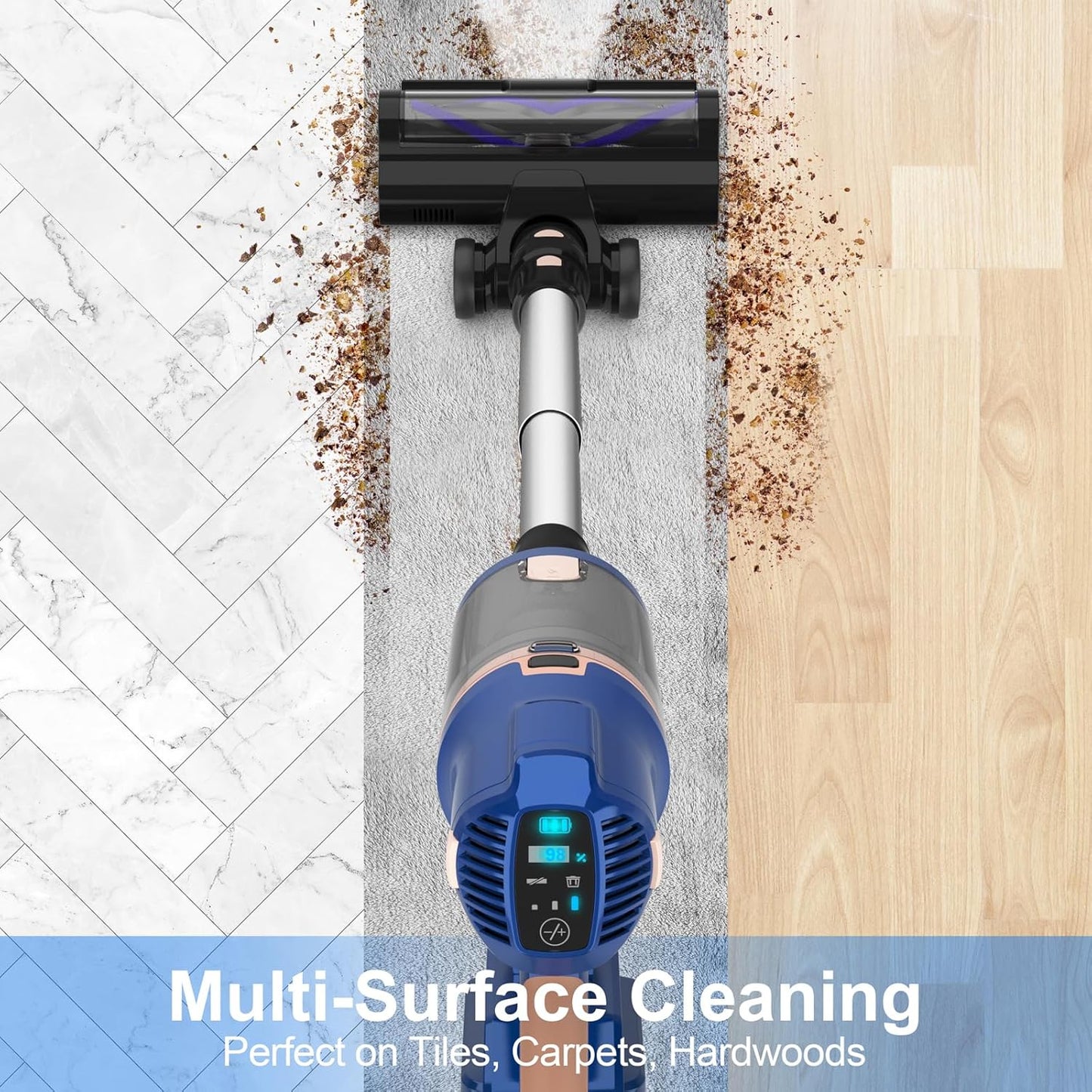 Skiennix Cordless Vacuum Cleaner - 45Kpa Powerful Suction, 60 Minutes Runtime | Lightweight & Versatile for Pet Hair, Carpets, Hardwood Floors