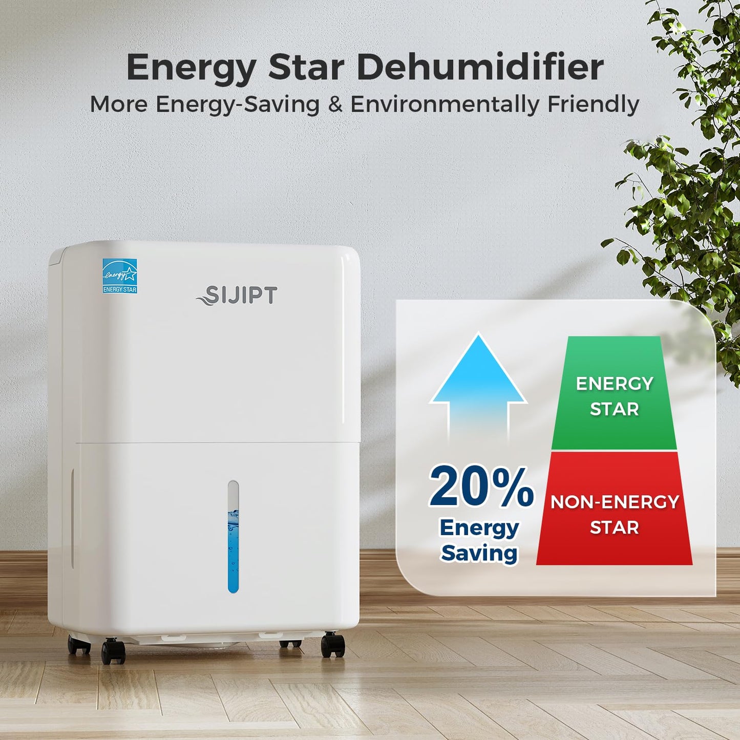 80 Pints Dehumidifier with Pump, Sijipt Energy Star Dehumidifier for Basement Home and Large Room with 6.56 inch Drain Hose, Auto-Shutoff 24H Timer, and Memory Starting