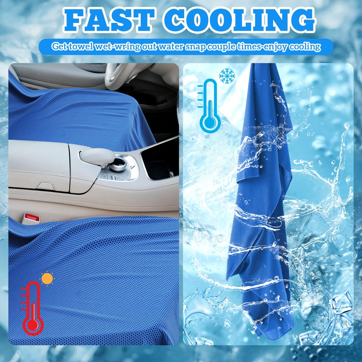 Hahafelt Cooling Car Seat Towel Covers with Storage Bag Seat Post Workout Sweat Washable Cover Non Slip for Car Towel for Dog Pet Workout Outdoor Sport Activitie(Dark Blue)