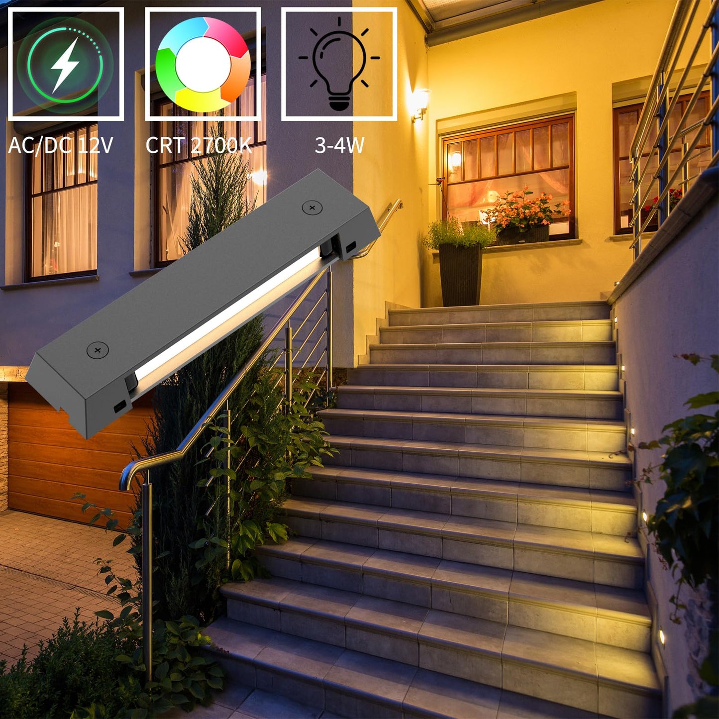 YUTCY 6 Pack Low Voltage AC/DC 12V LED Landscape Deck Light,Outdoor Retaining Wall Lights, IP65 Waterproof Step Lights,for Stair Lighting and Yard Patio Pathway Walkway (2700K)