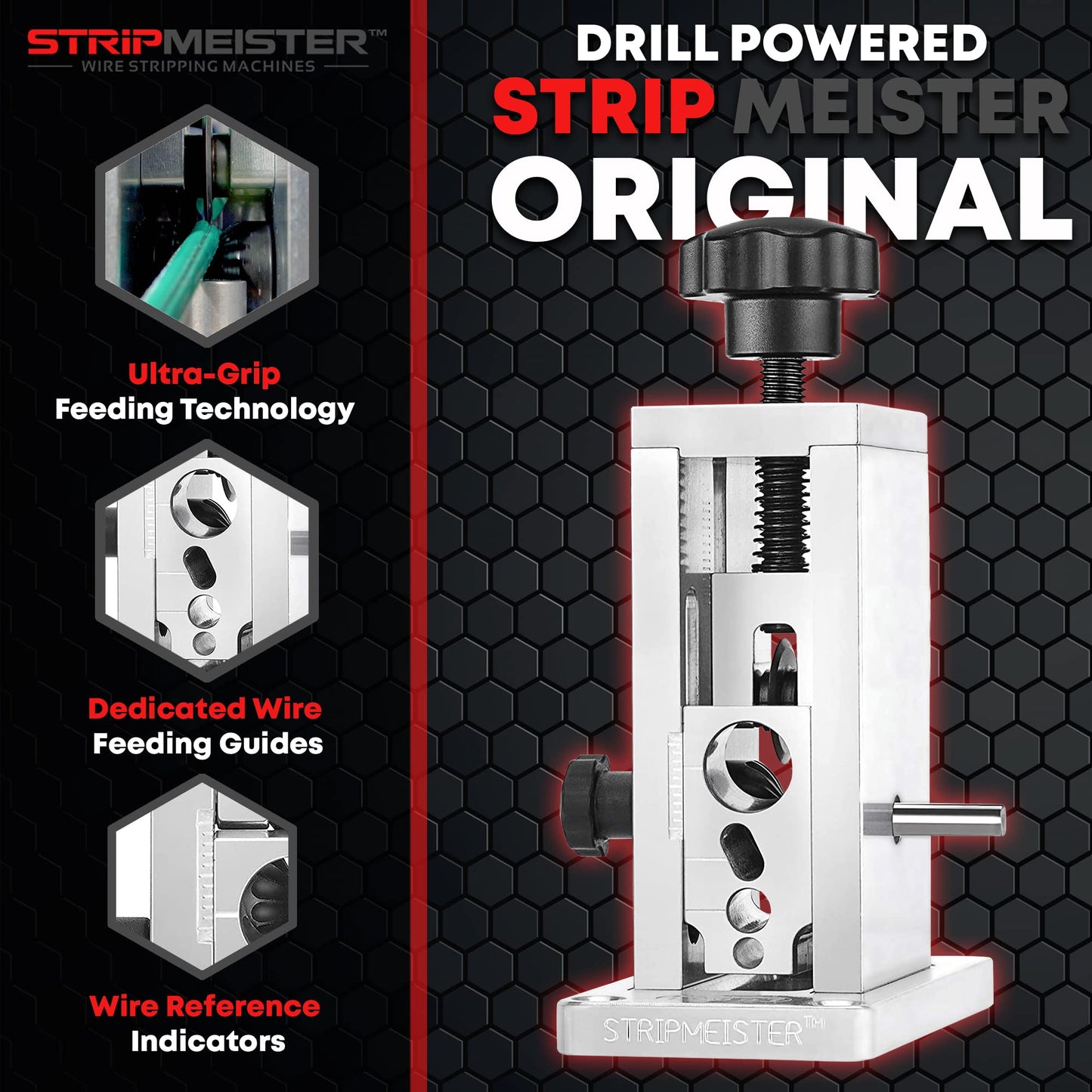 StripMeister Original & E250 Feeder Replacement, E250 Blade Replacement Kit, and Drill-Powered Wire Stripper Machine - Ultra-Grip Replacement Feeder, Manual Wire Stripping Made Easy