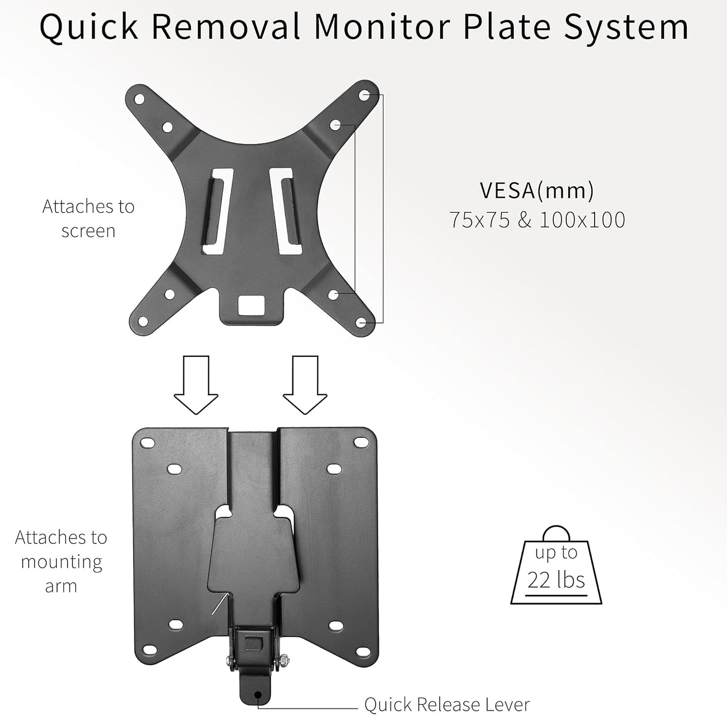 VIVO Stand-VAD2 Adapter VESA Mount Quick Release Bracket Kit, Stand Attachment and Wall Mount Removable VESA Plate